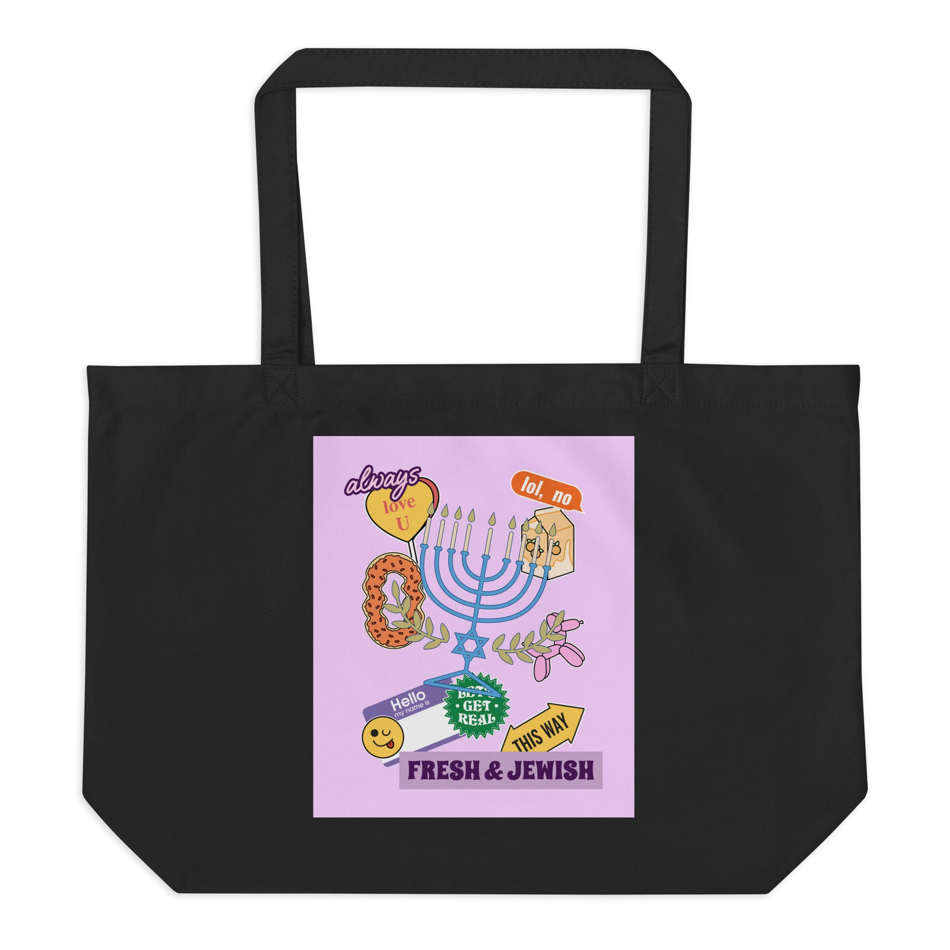 Shop Jewish | Pink | Large Organic Tote Bag Jouparty