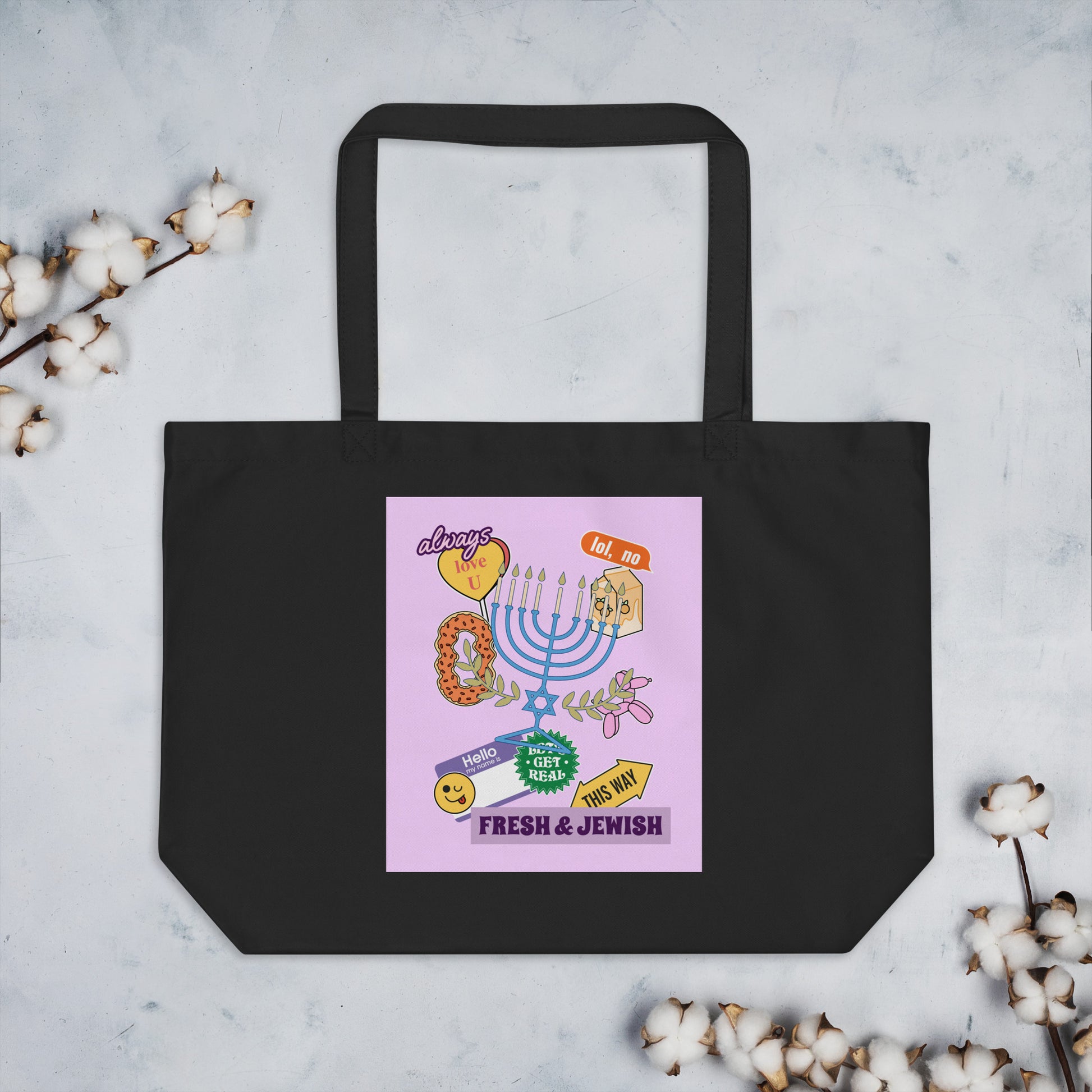 Shop Jewish | Pink | Large Organic Tote Bag Jouparty