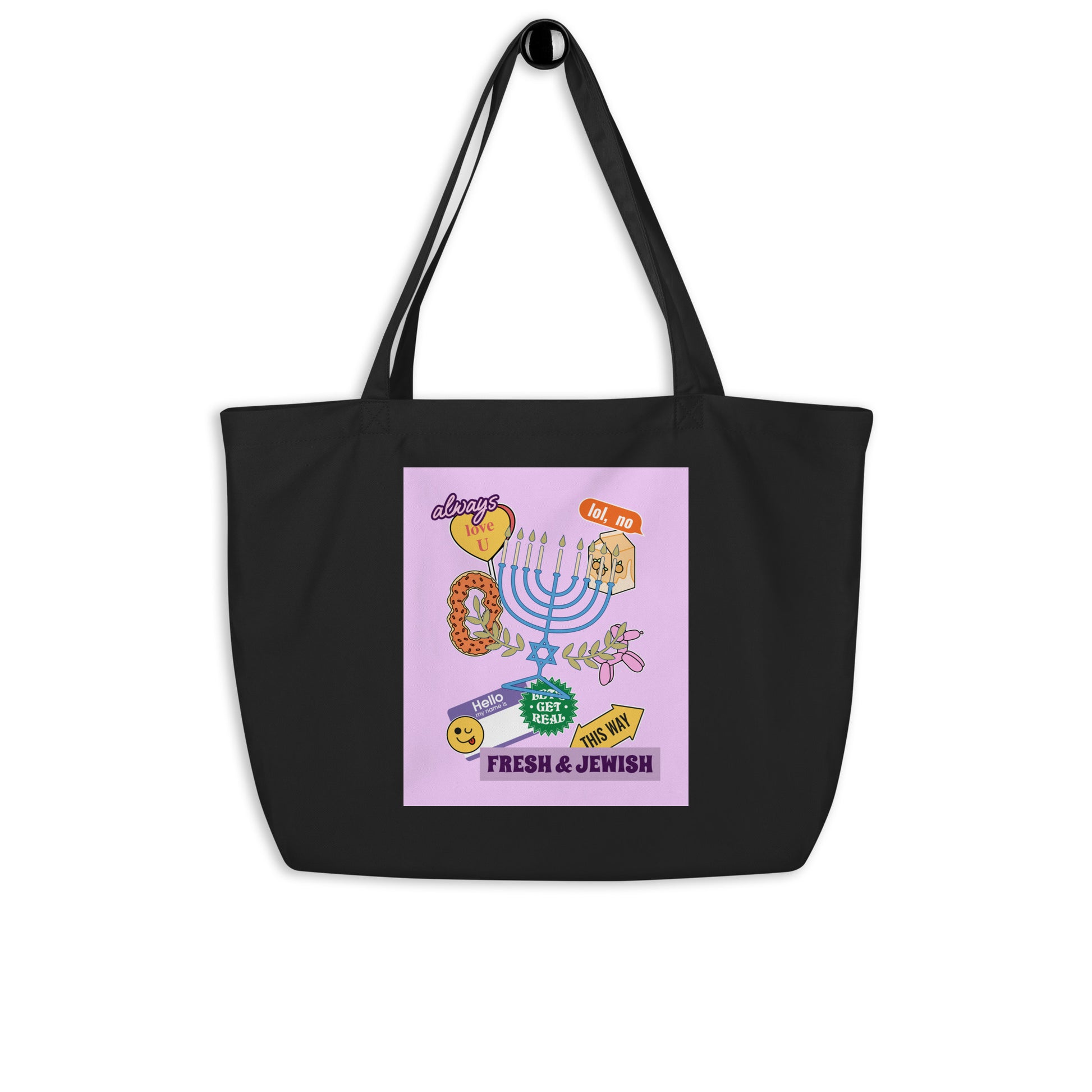 Shop Jewish | Pink | Large Organic Tote Bag Jouparty