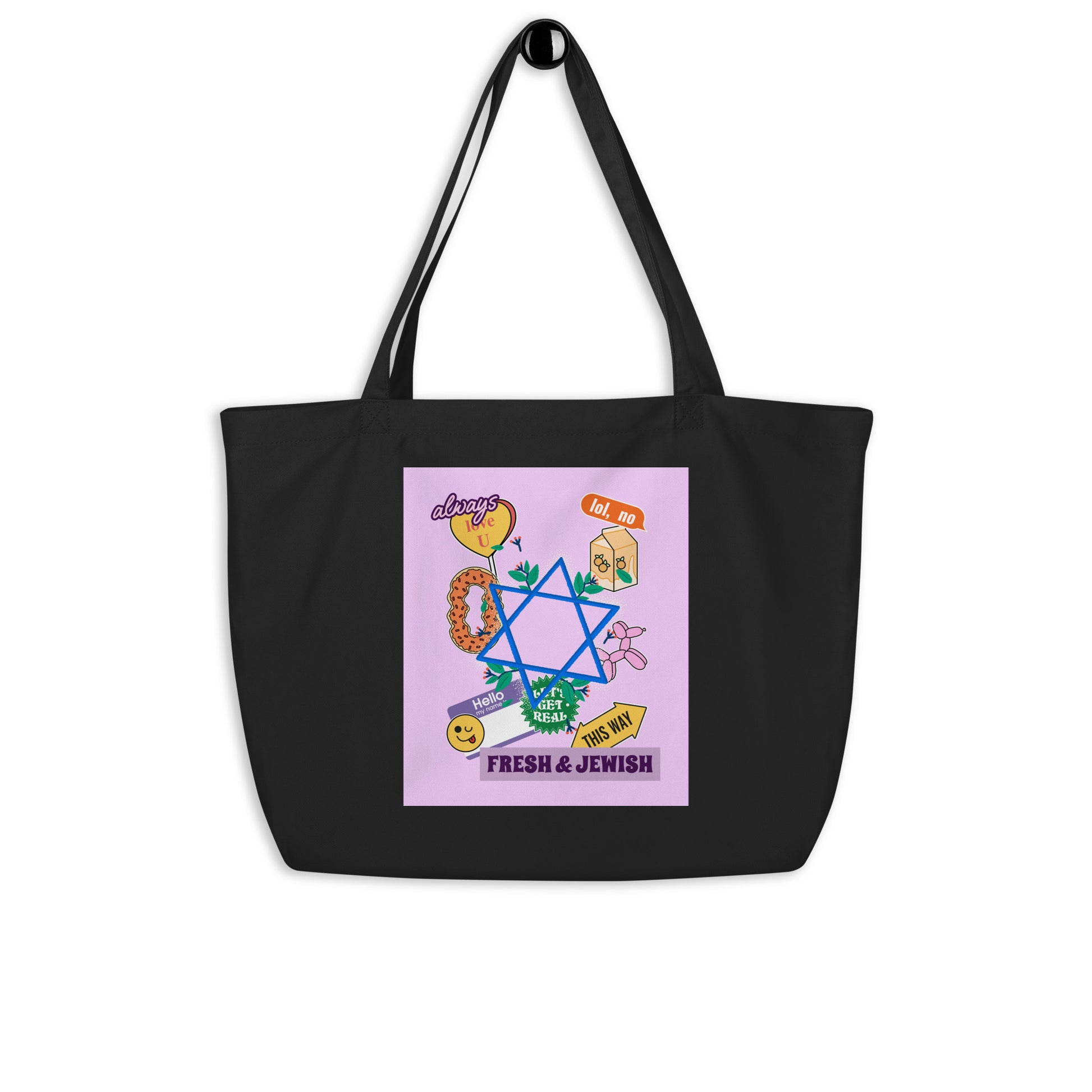 Shop Jewish | Pink | Large Organic Tote Bag