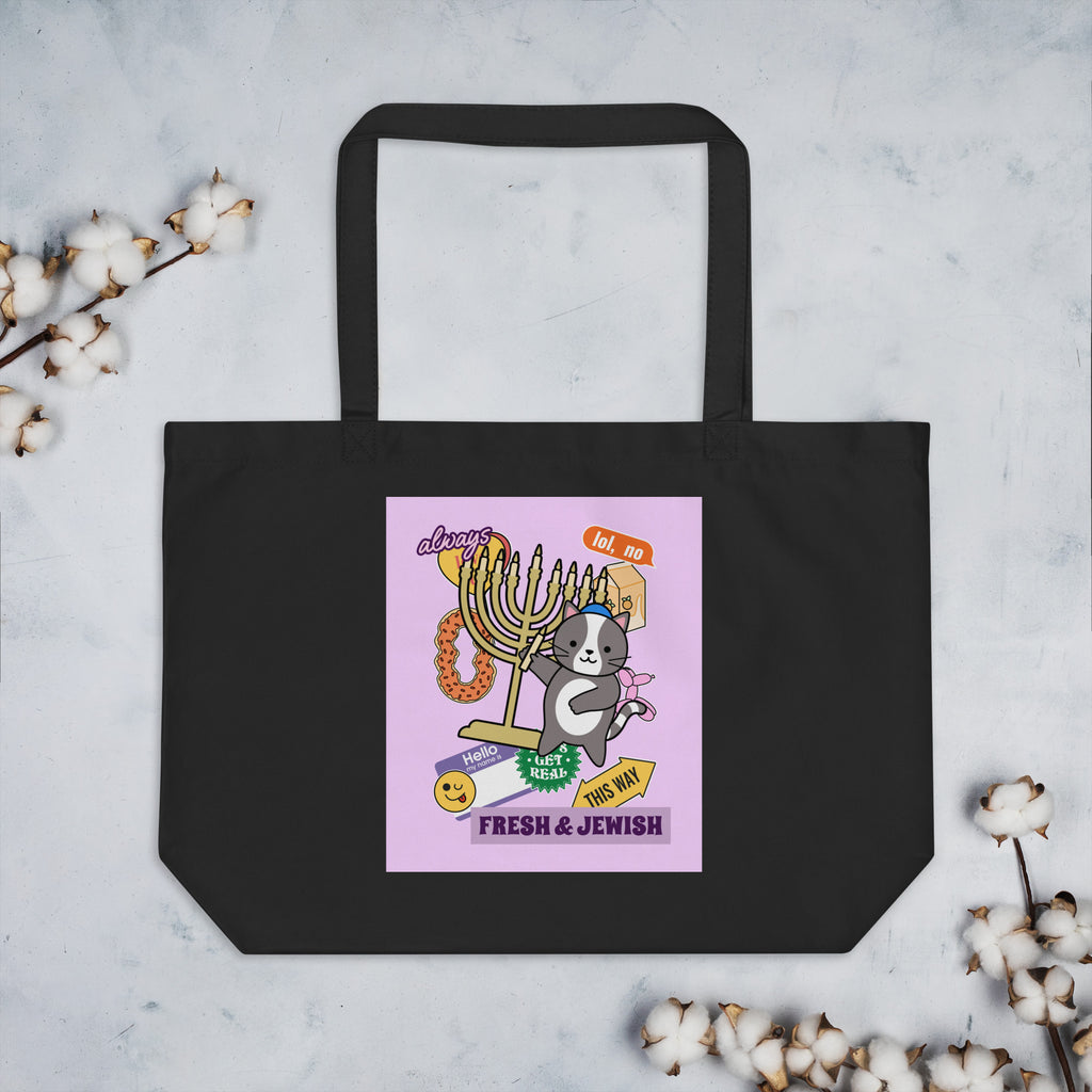 Shop Jewish | Pink | Large Organic Tote Bag Jouparty