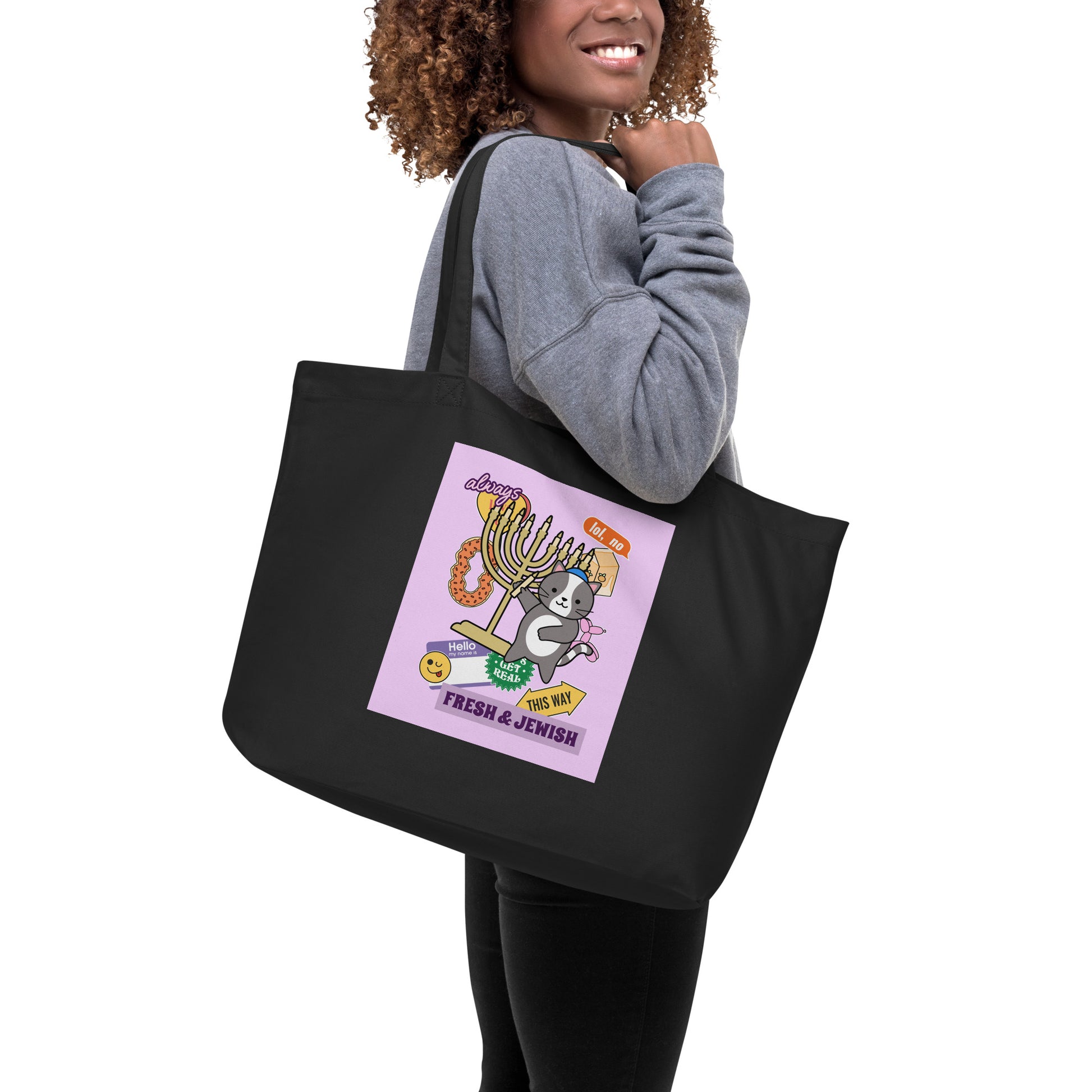 Shop Jewish | Pink | Large Organic Tote Bag Jouparty