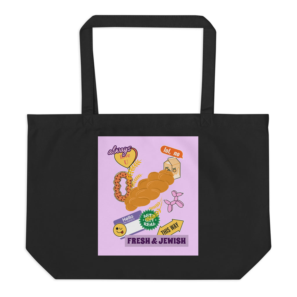 Shop Jewish | Pink | Large Organic Tote Bag Jouparty