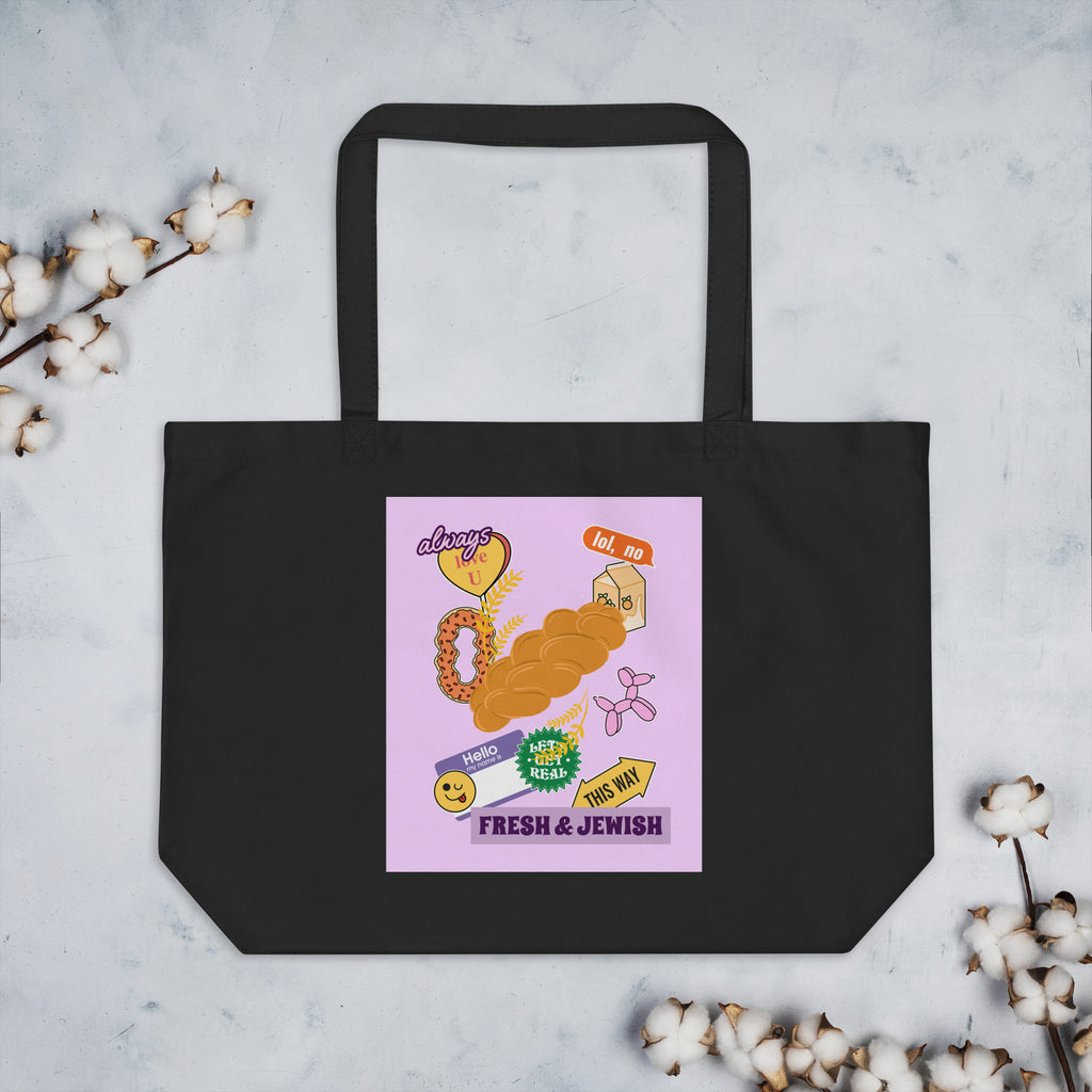Shop Jewish | Pink | Large Organic Tote Bag Jouparty