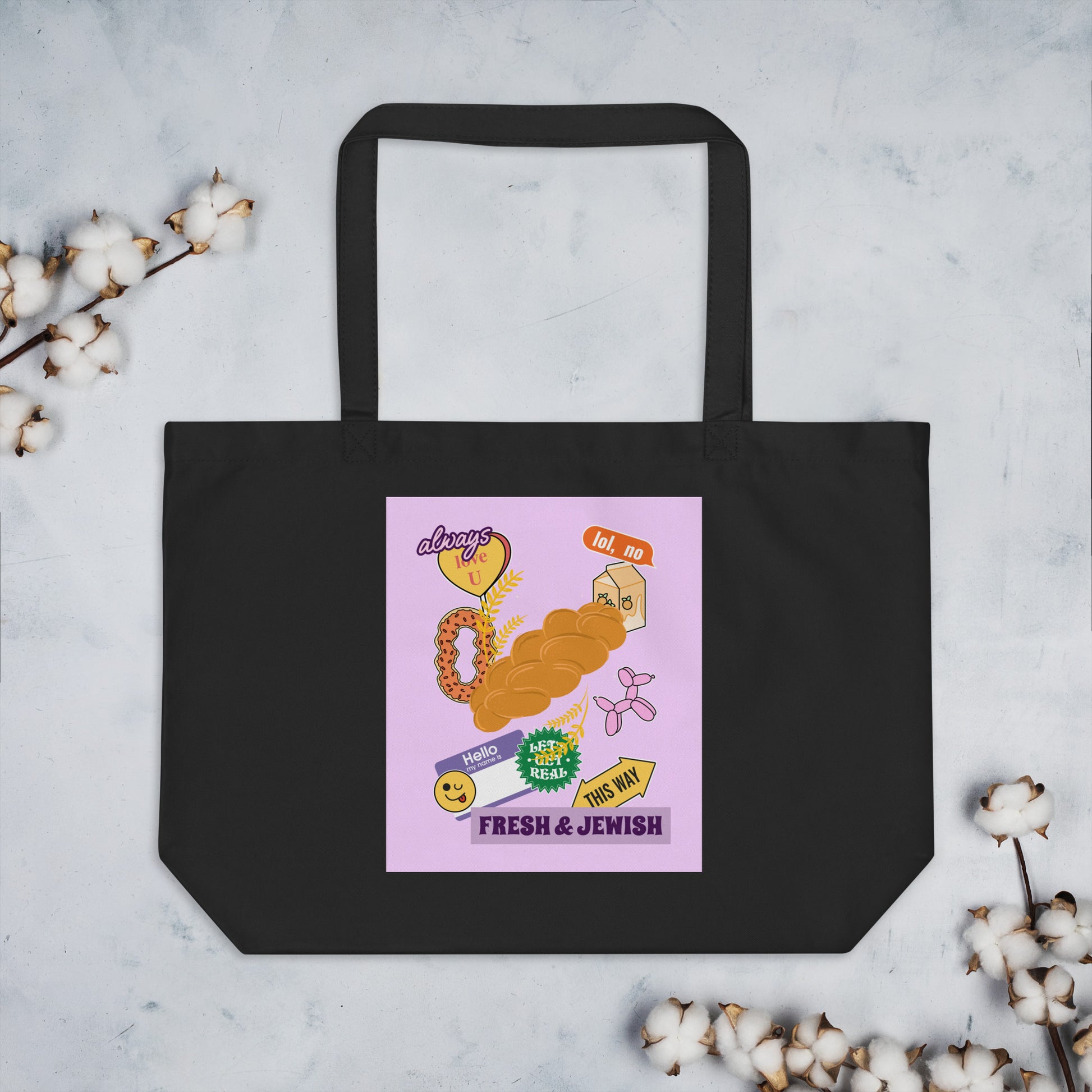 Shop Jewish | Pink | Large Organic Tote Bag Jouparty