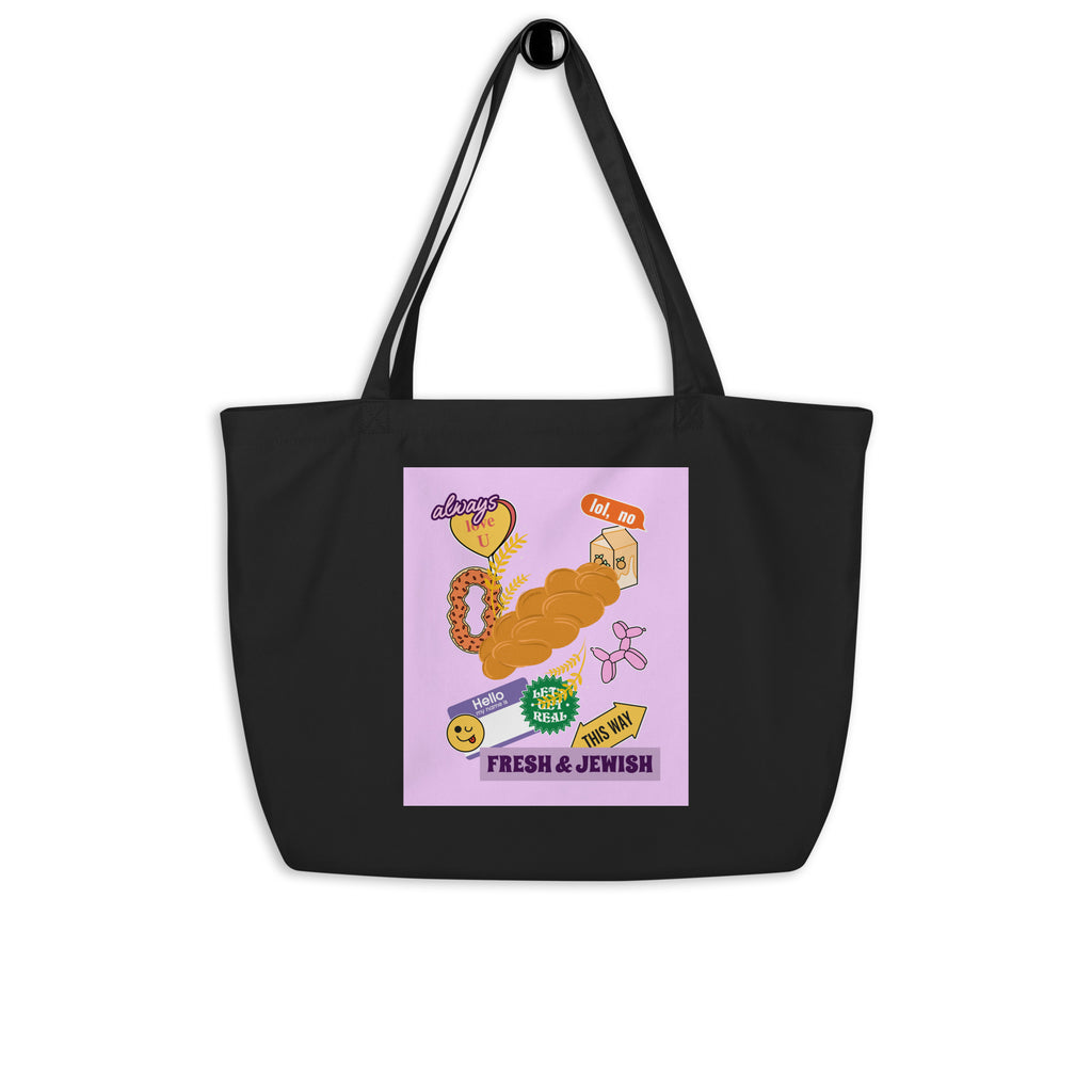 Shop Jewish | Pink | Large Organic Tote Bag Jouparty