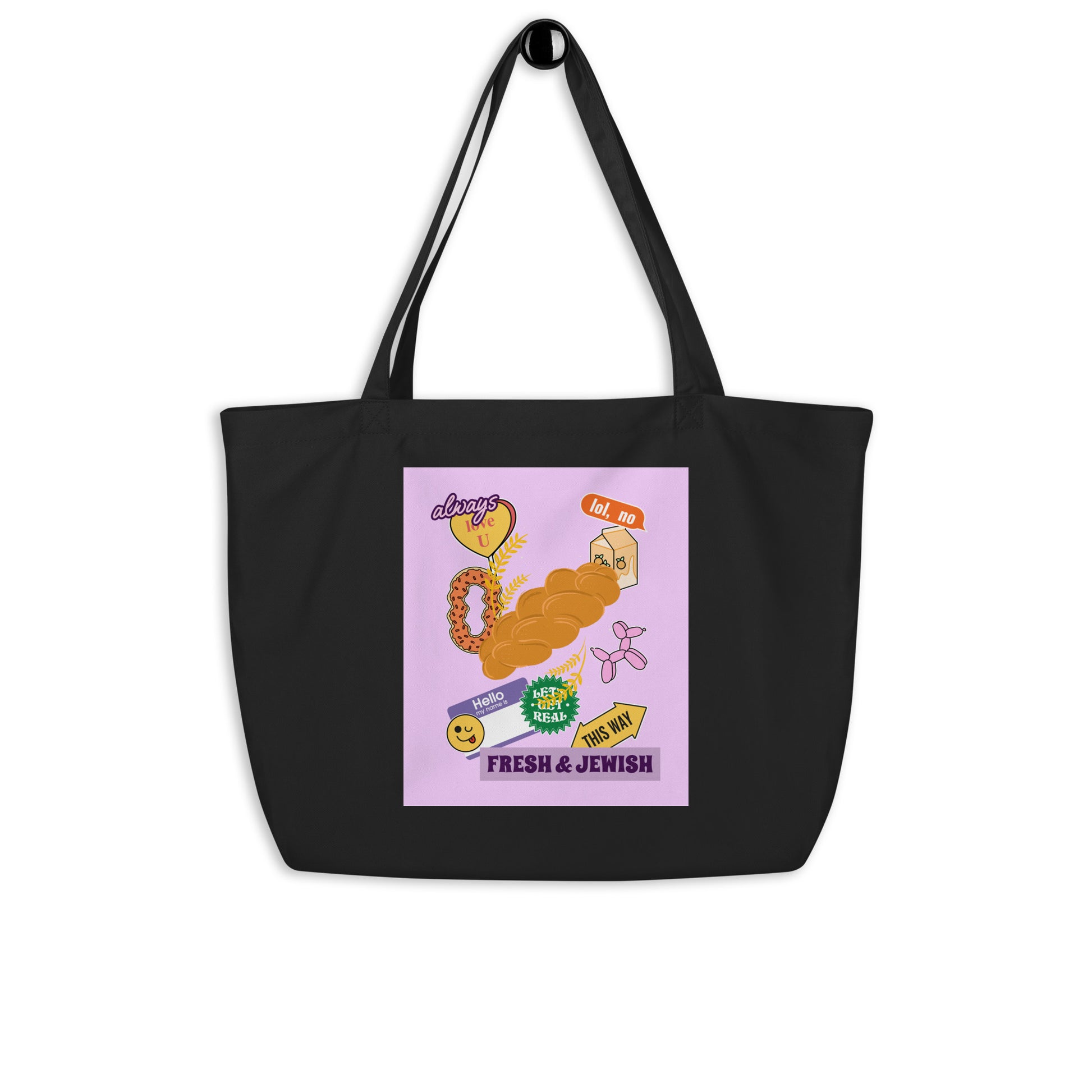 Shop Jewish | Pink | Large Organic Tote Bag Jouparty