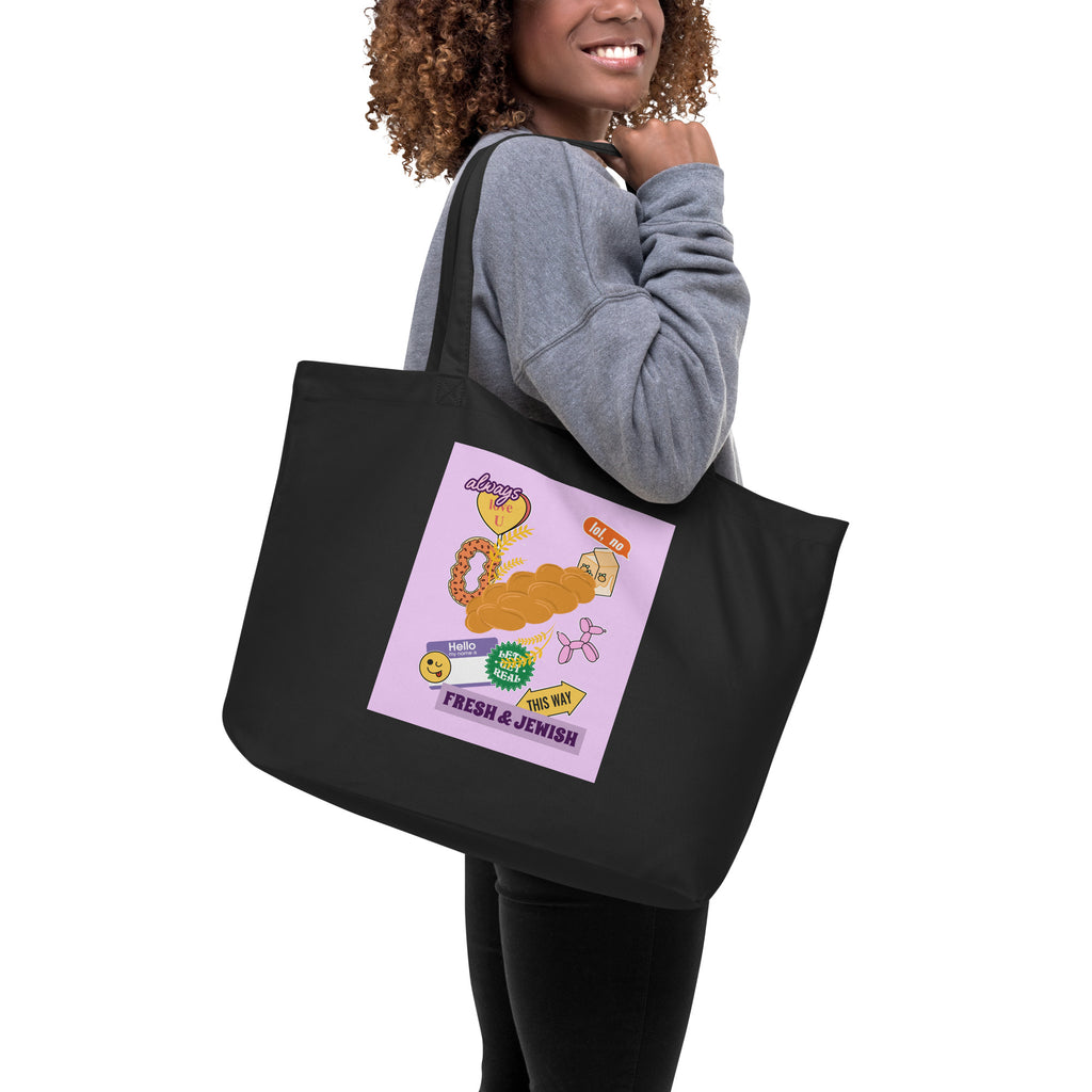 Shop Jewish | Pink | Large Organic Tote Bag Jouparty