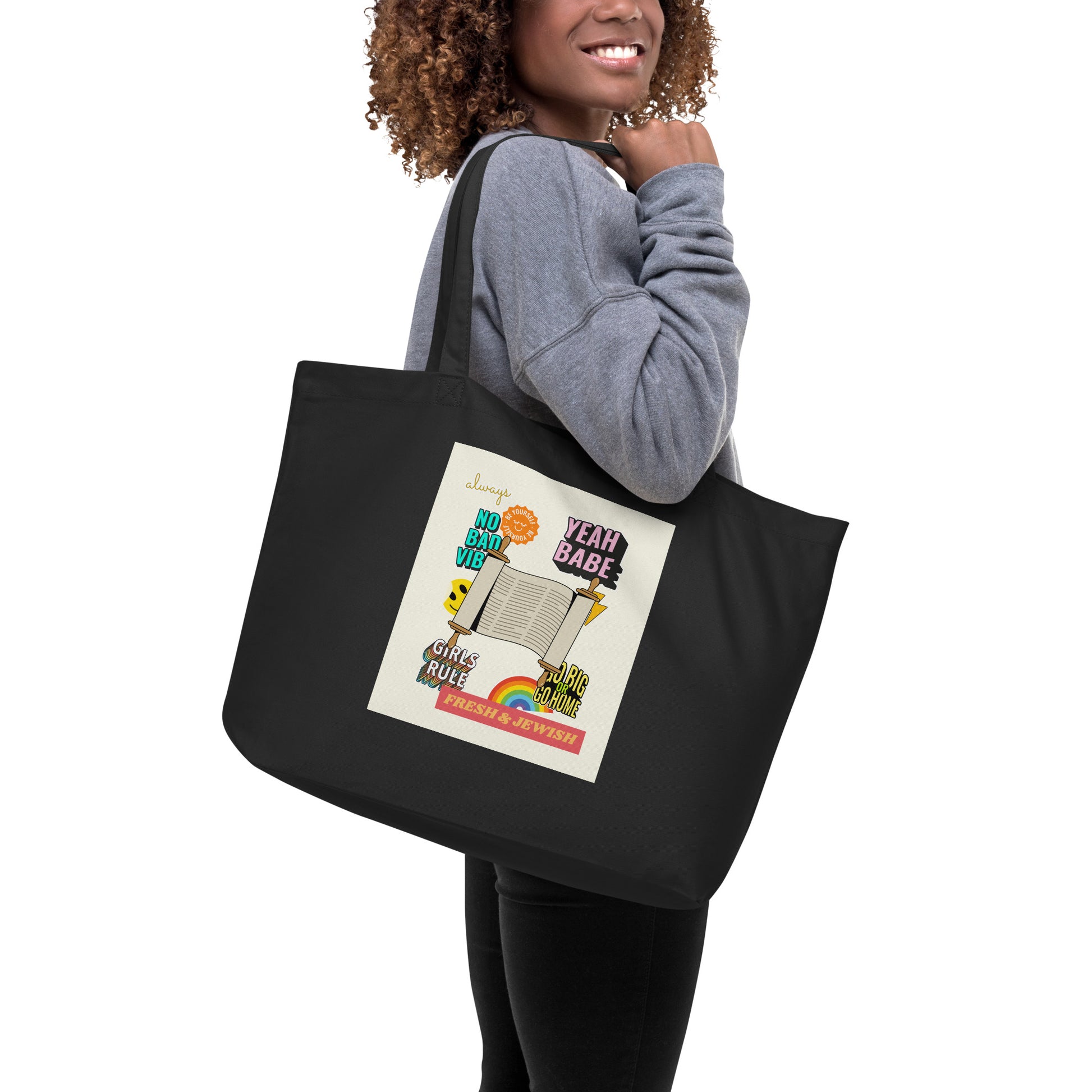 Shop Jewish | Creme | Large Organic Tote Bag Jouparty
