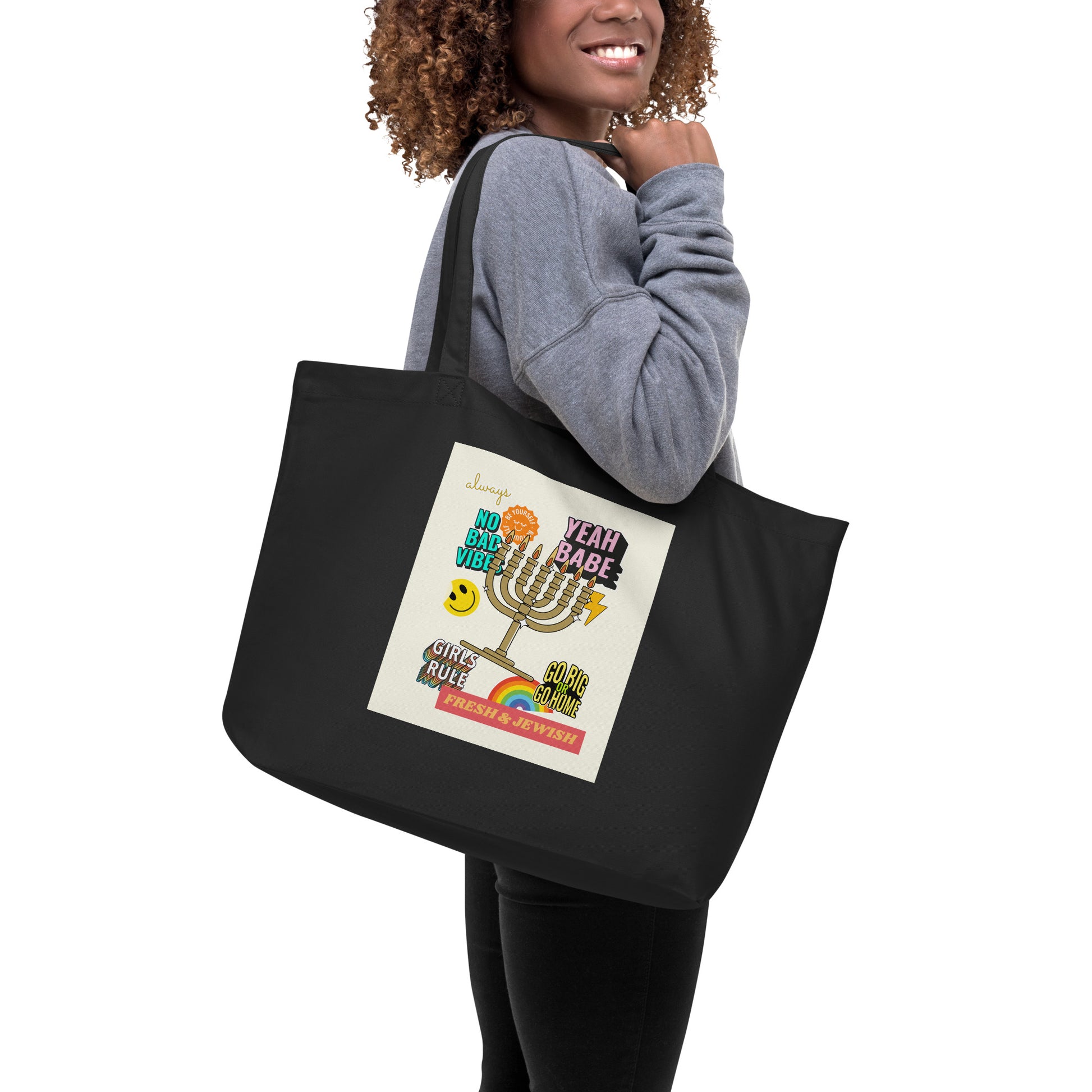 Shop Jewish | Creme | Large Organic Tote Bag Jouparty
