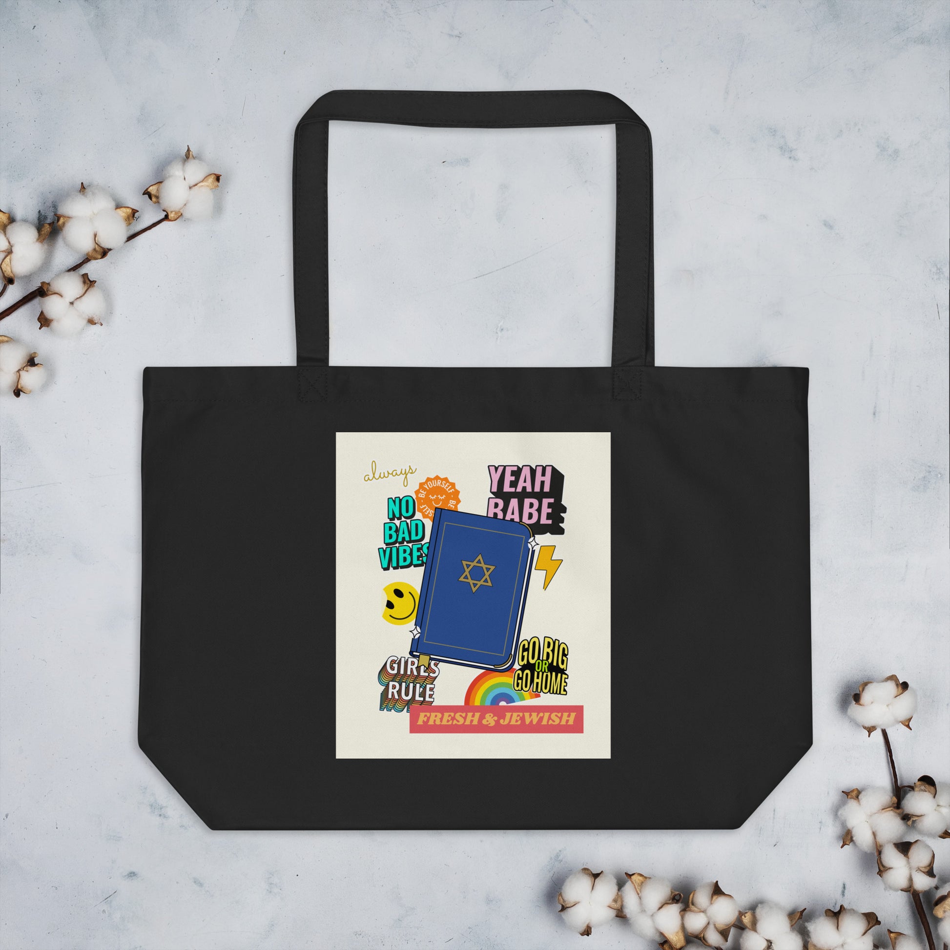 Shop Jewish | Creme | Large Organic Tote Bag Jouparty