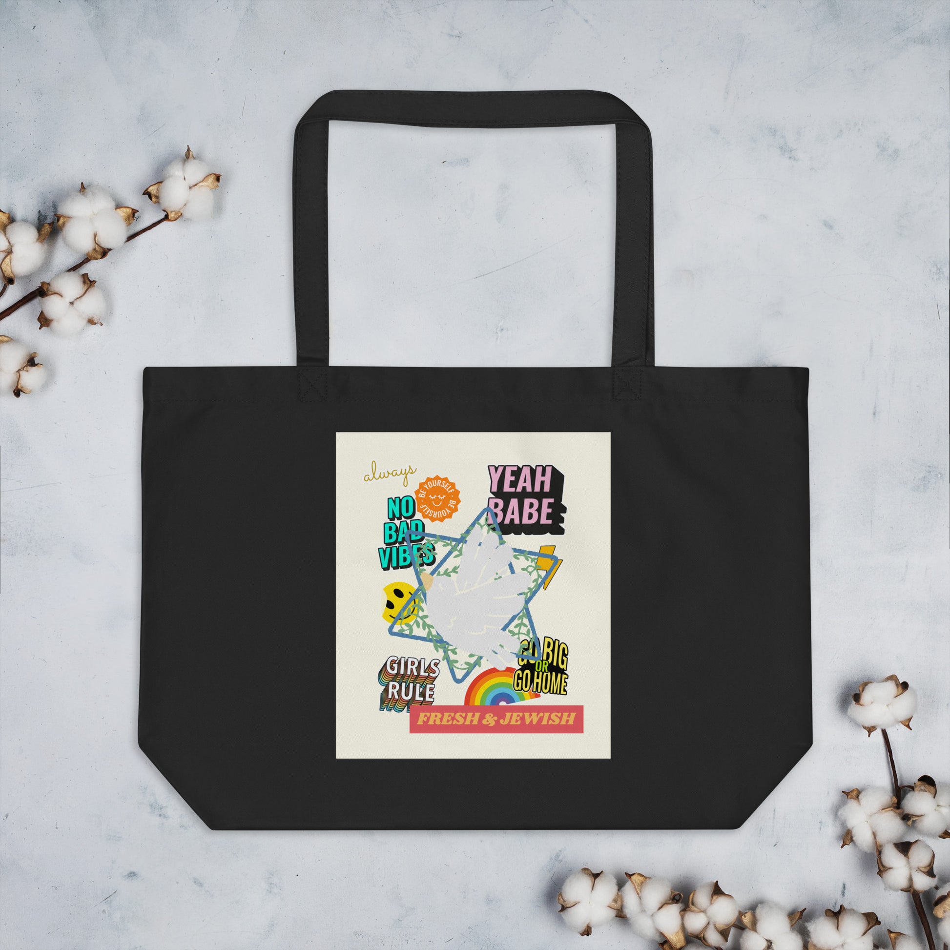 Shop Jewish | Creme | Large Organic Tote Bag Jouparty