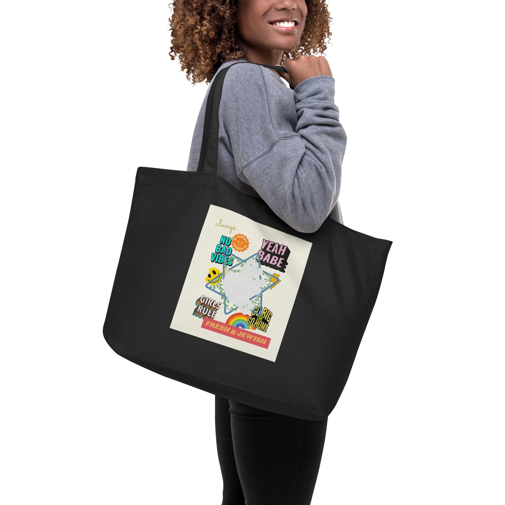 Shop Jewish | Creme | Large Organic Tote Bag Jouparty