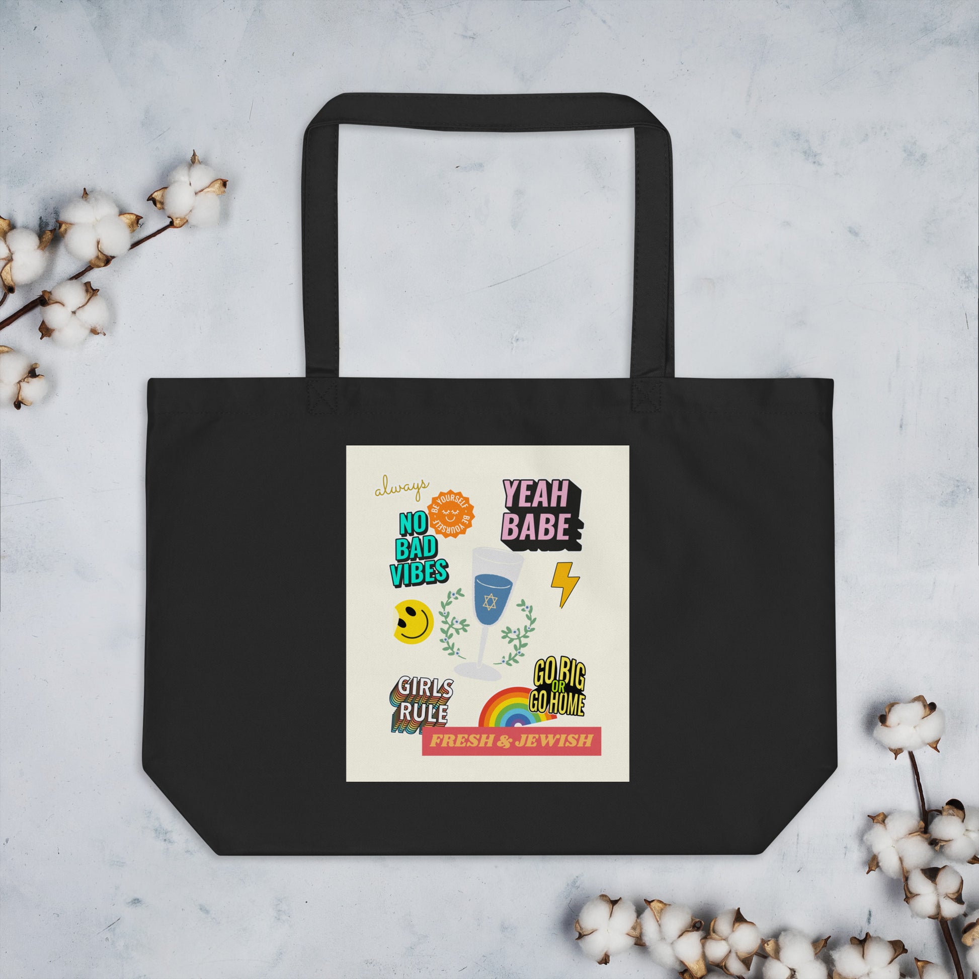 Shop Jewish | Creme | Large Organic Tote Bag Jouparty