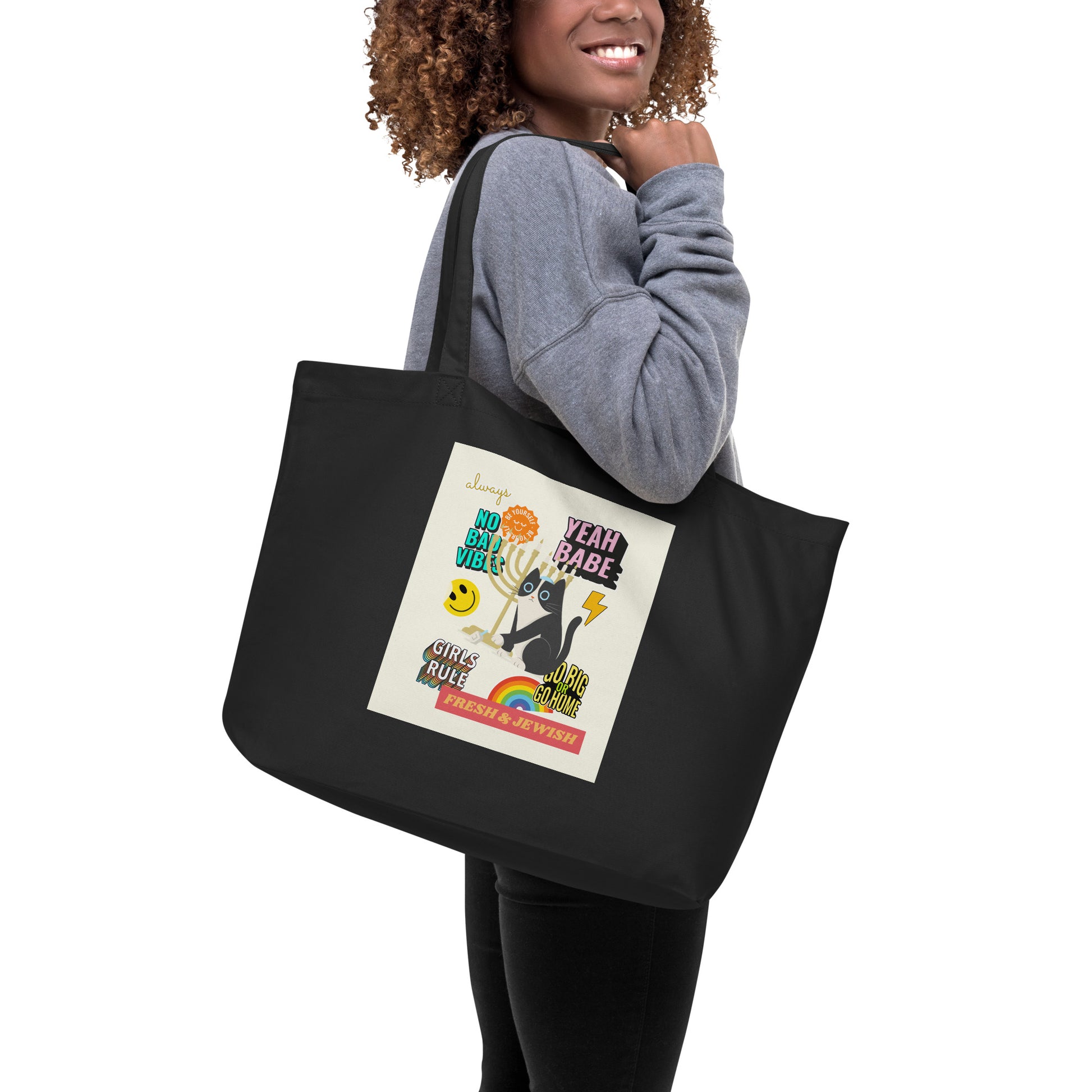 Shop Jewish | Creme | Large Organic Tote Bag Jouparty