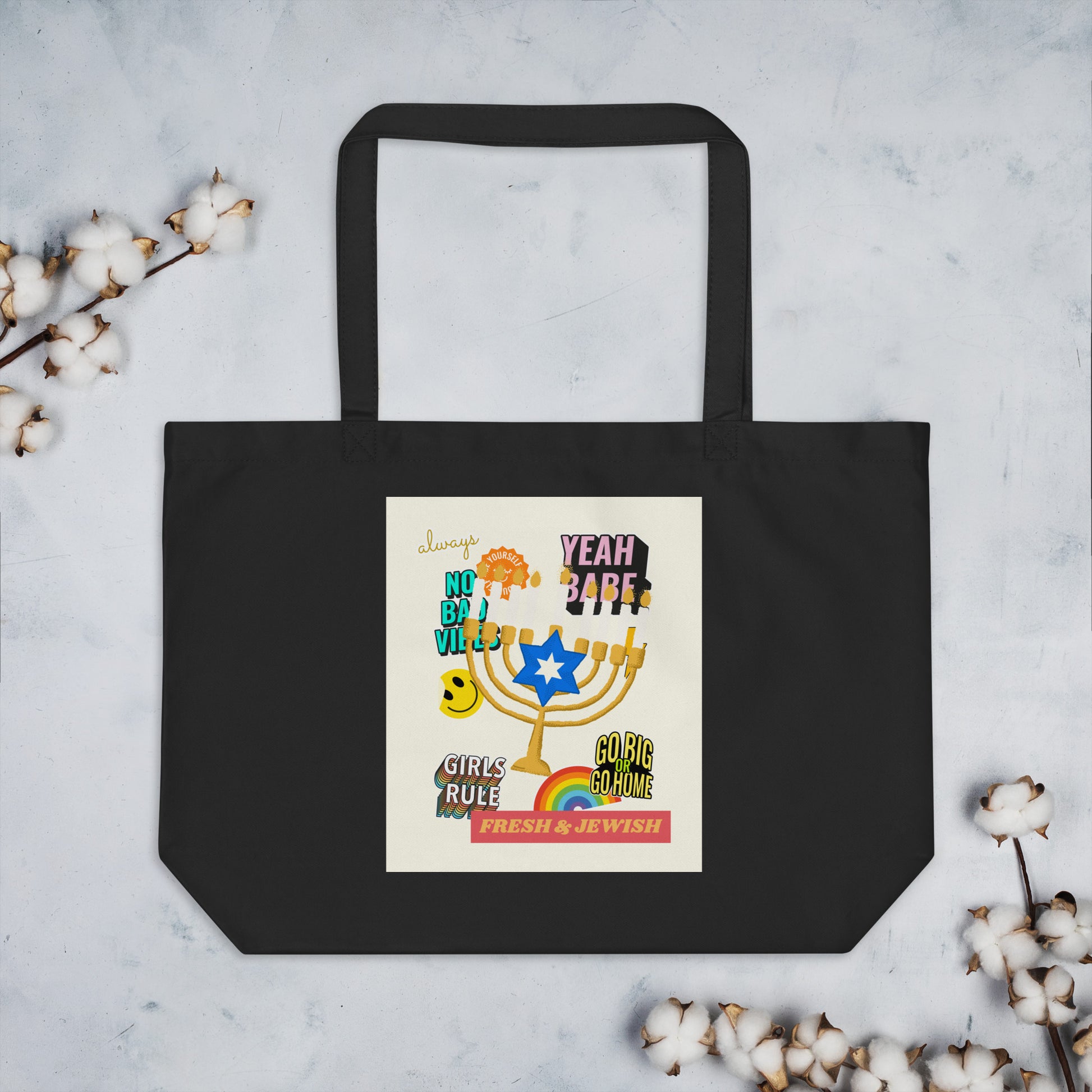Shop Jewish | Creme | Large Organic Tote Bag