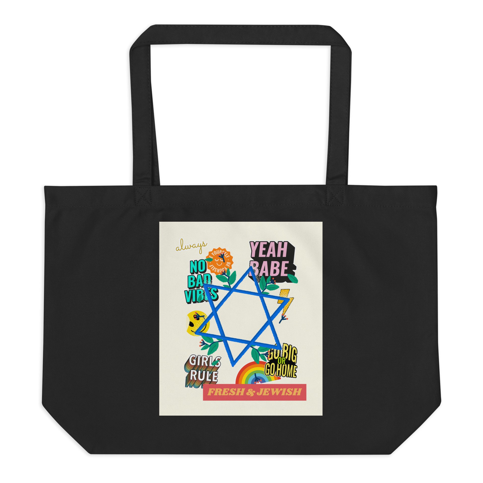 Shop Jewish | Creme | Large Organic Tote Bag Jouparty