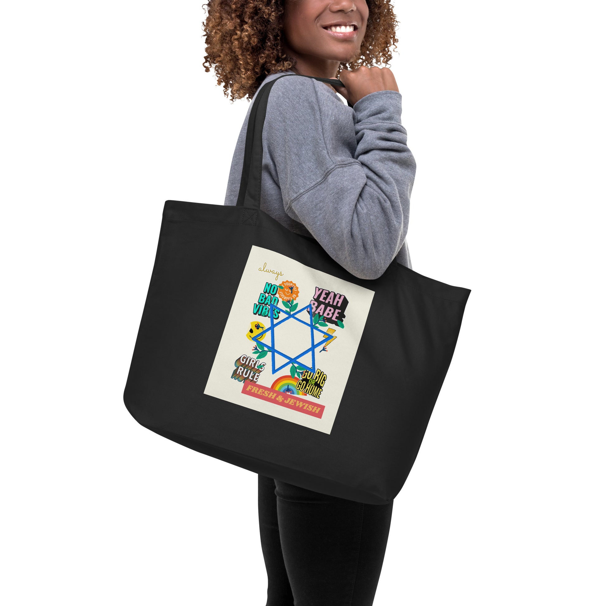 Shop Jewish | Creme | Large Organic Tote Bag Jouparty