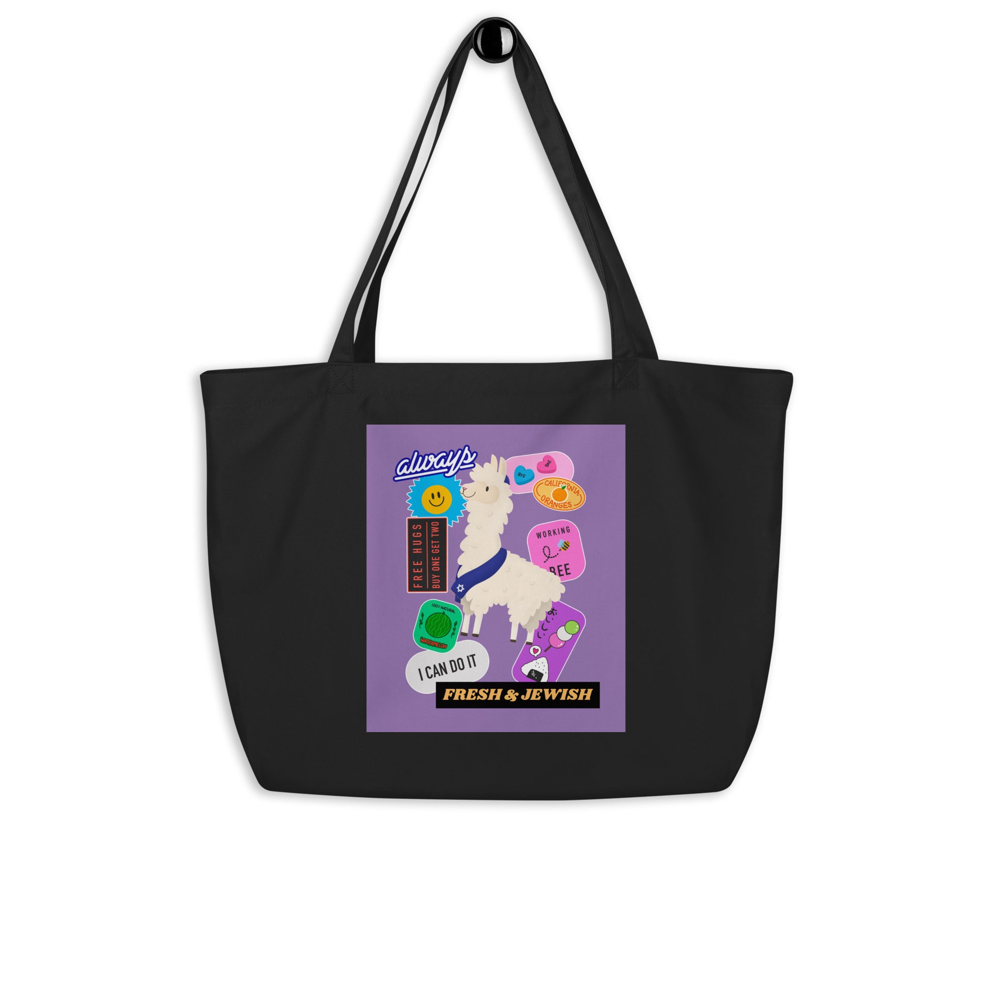 Shop Jewish | Purple | Large Organic Tote Bag Jouparty