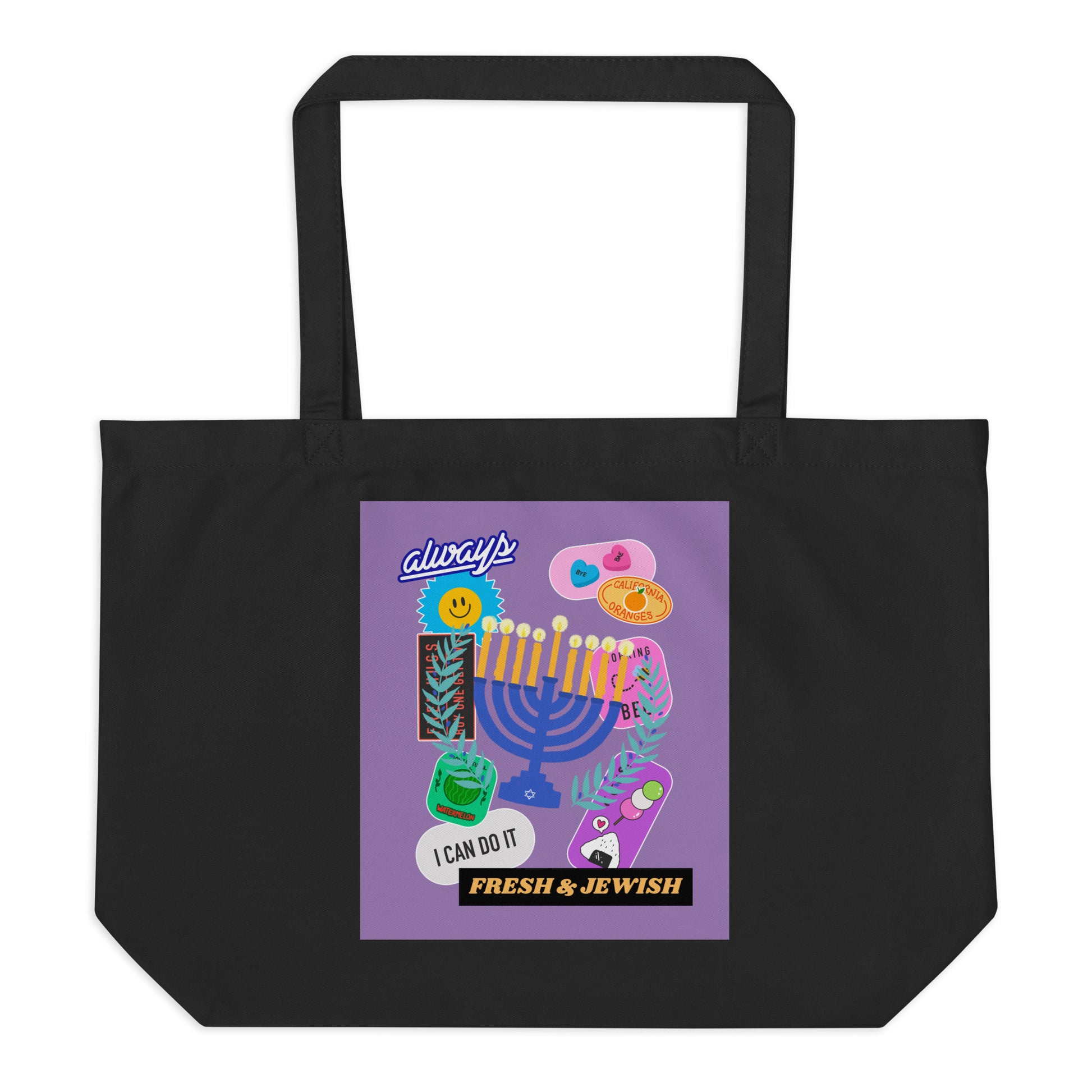 Shop Jewish | Purple | Large Organic Tote Bag Jouparty