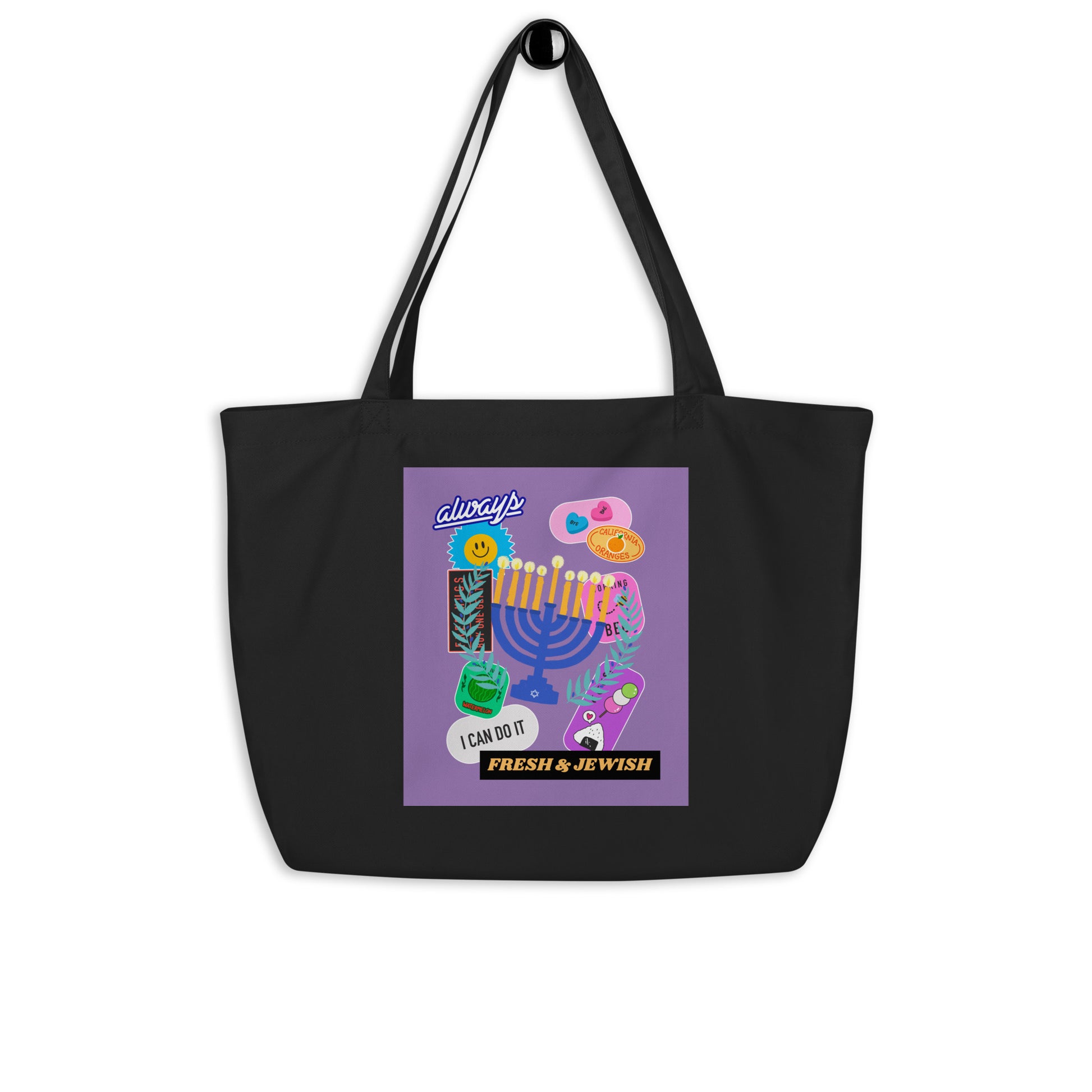Shop Jewish | Purple | Large Organic Tote Bag Jouparty
