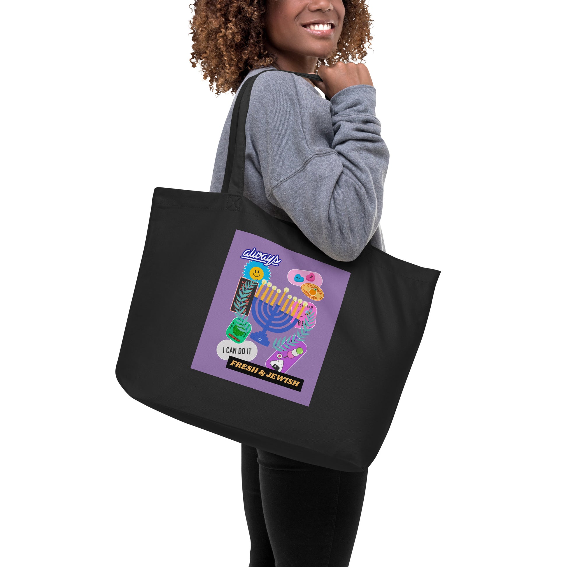 Shop Jewish | Purple | Large Organic Tote Bag Jouparty