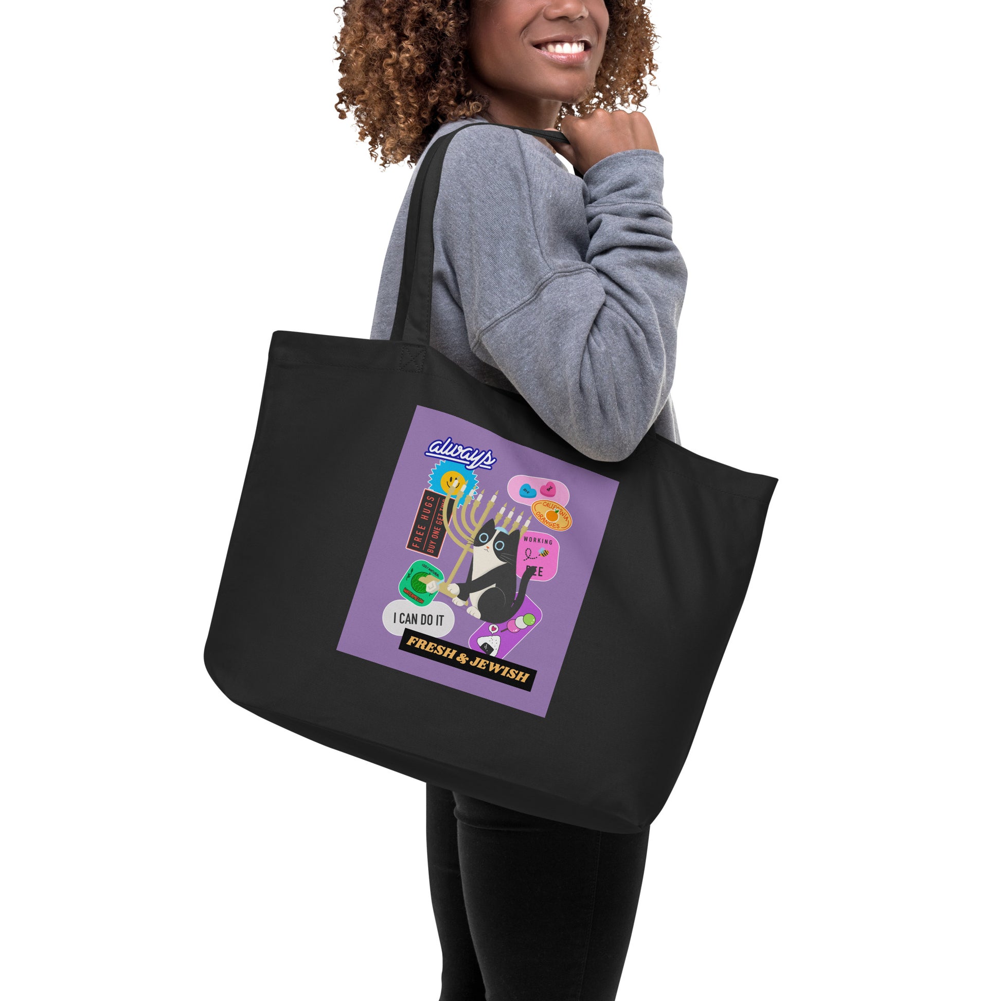 Shop Jewish | Purple | Large Organic Tote Bag Jouparty