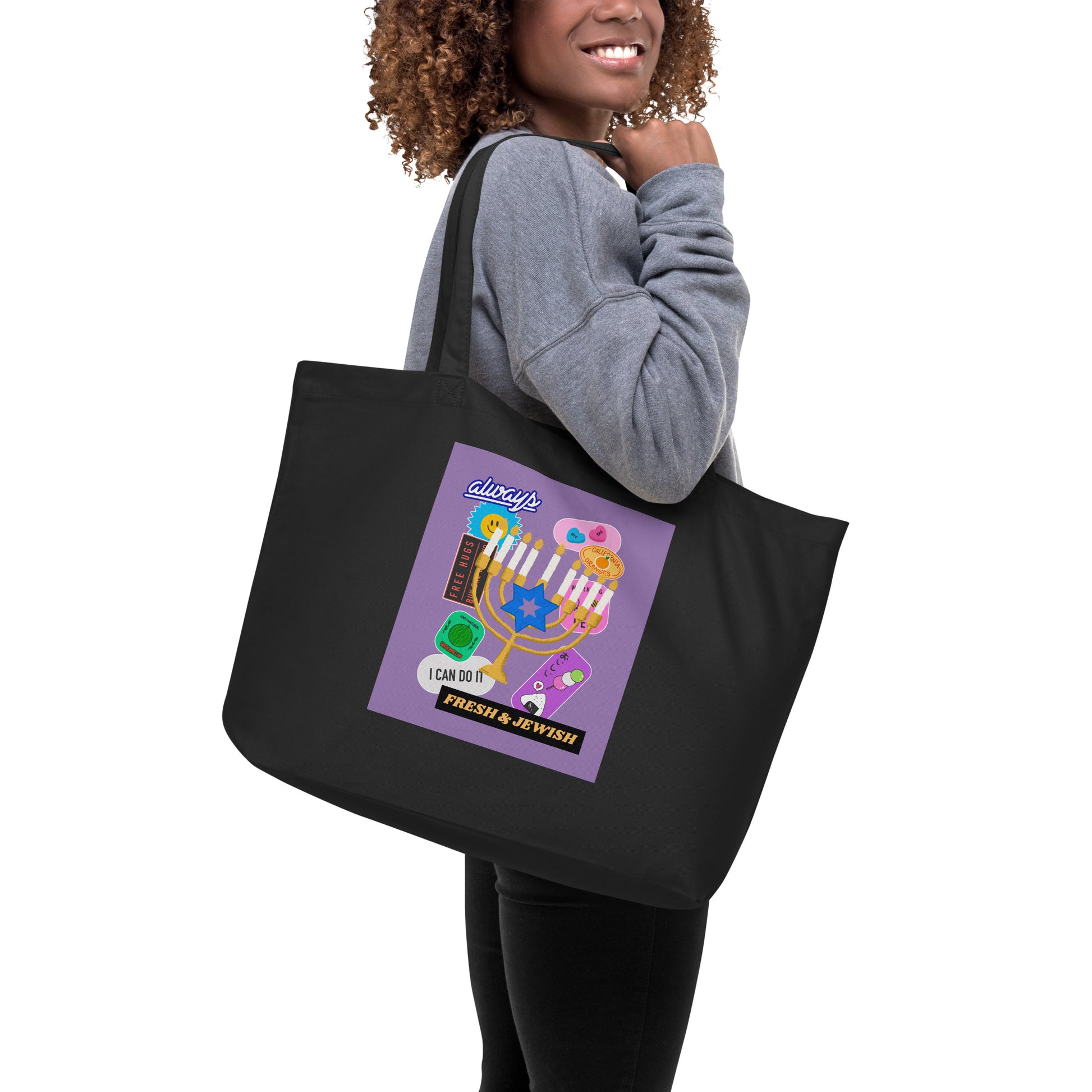 Shop Jewish | Purple | Large Organic Tote Bag Jouparty