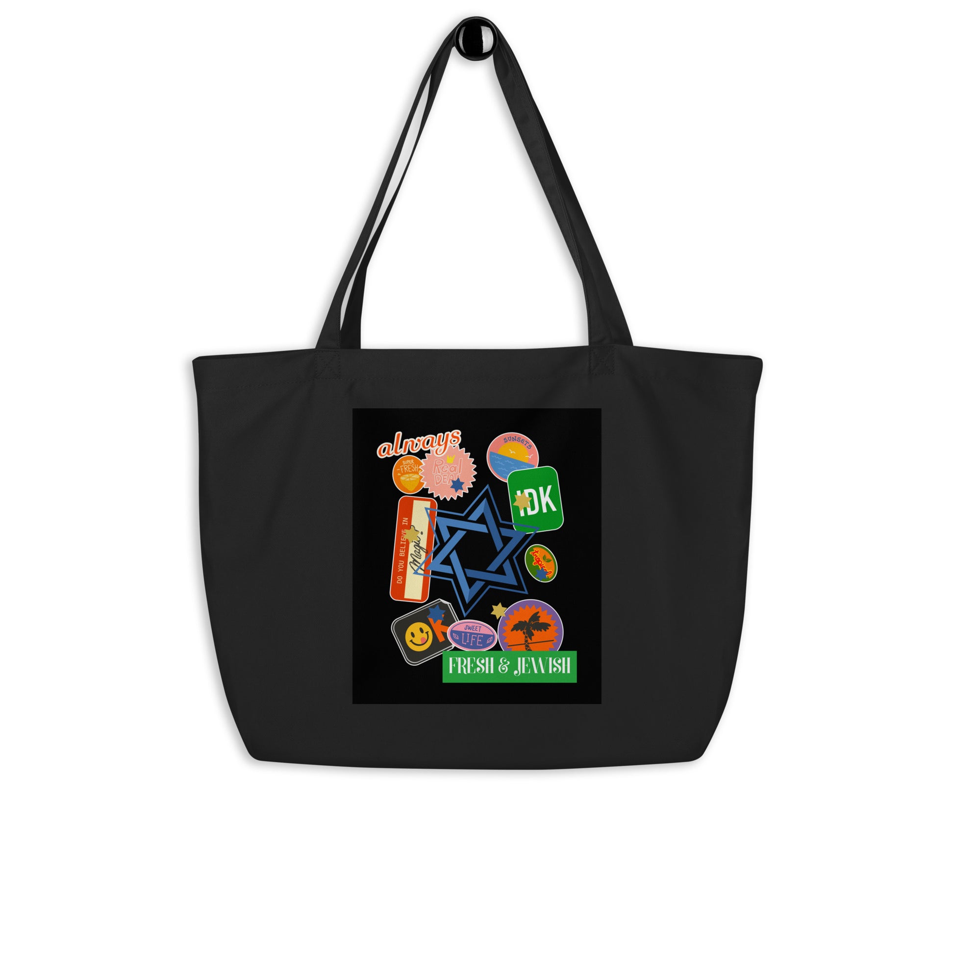 Shop Jewish | Black | Large Organic Tote Bag