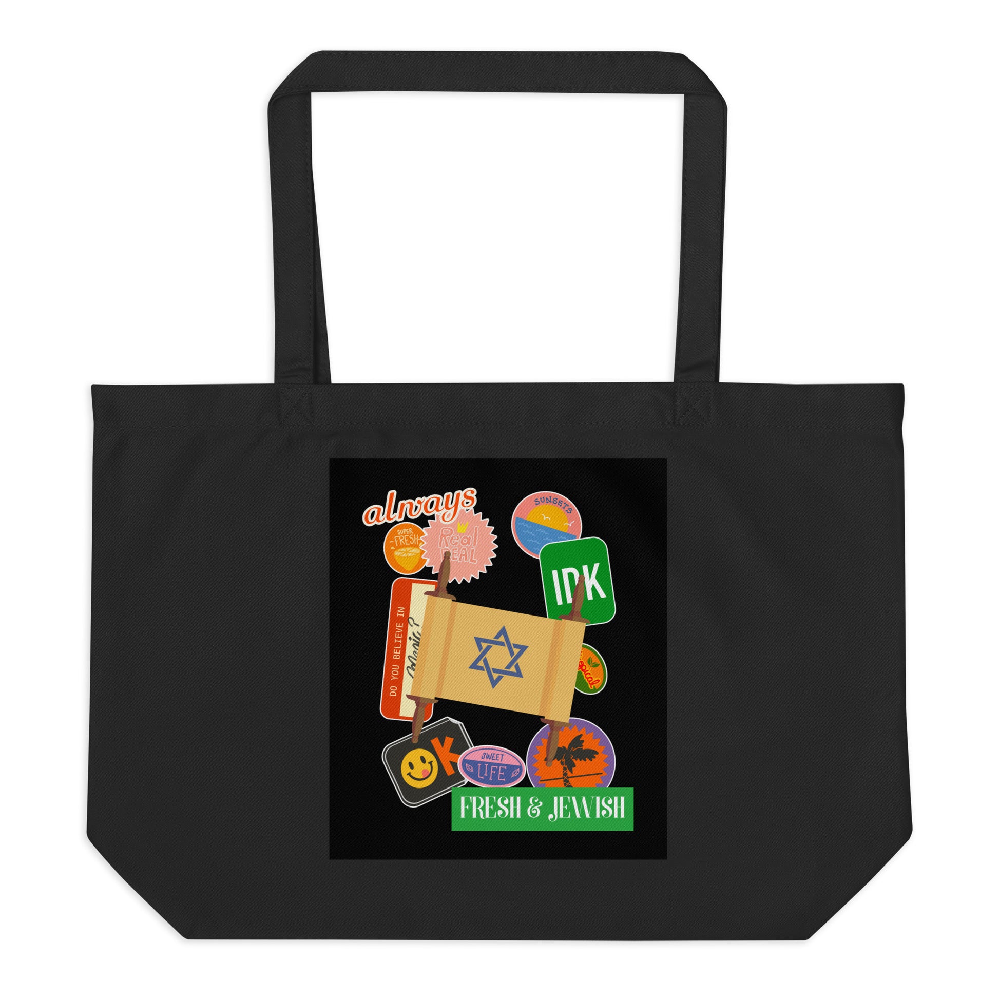 Shop Jewish | Black | Large Organic Tote Bag