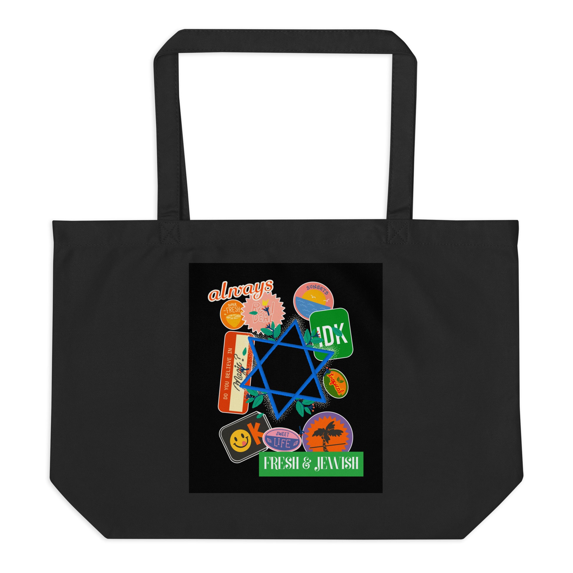 Shop Jewish | Black | Large Organic Tote Bag