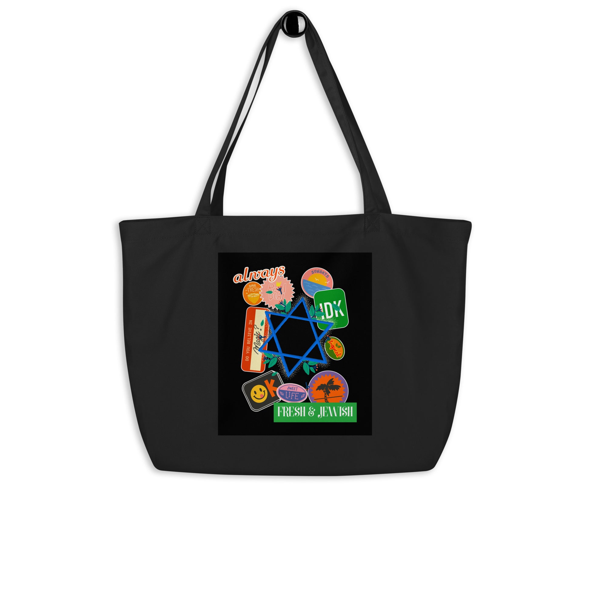 Shop Jewish | Black | Large Organic Tote Bag