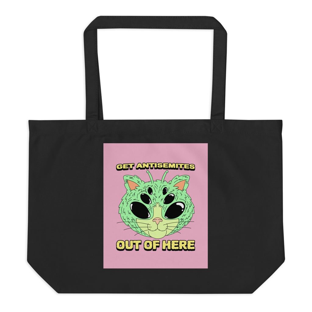 Get Alien Out | Pink Edition | Large Organic Tote Bag Jouparty
