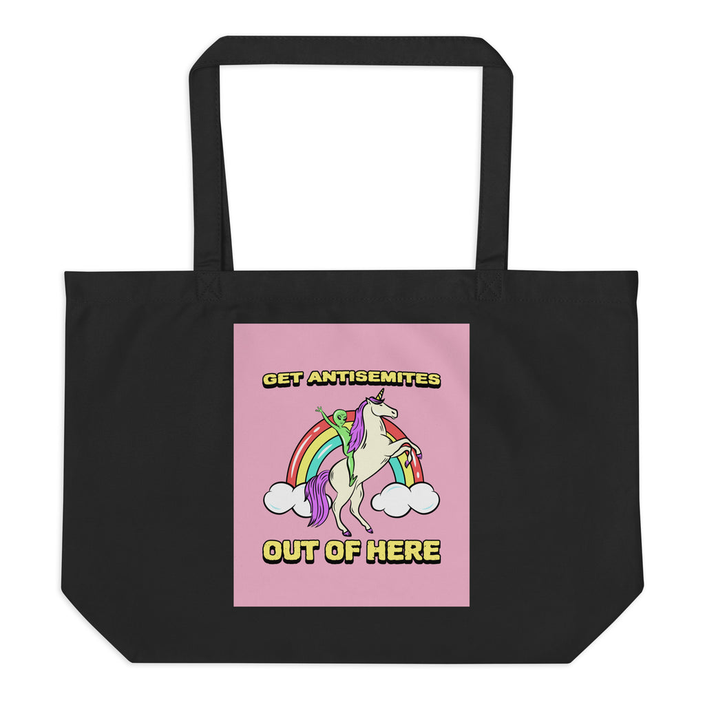 Get Alien Out | Pink Edition | Large Organic Tote Bag Jouparty