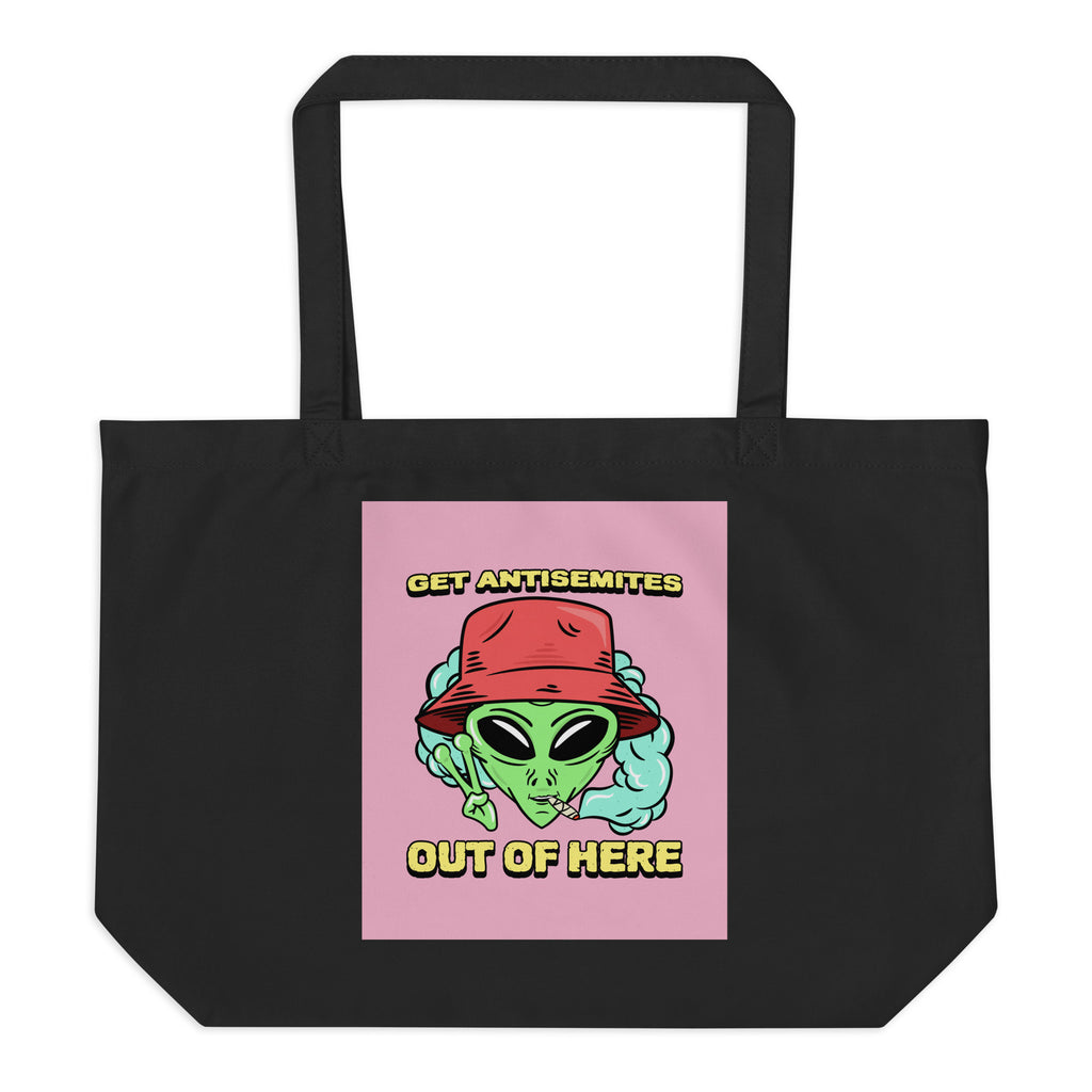 Get Alien Out | Pink Edition | Large Organic Tote Bag Jouparty