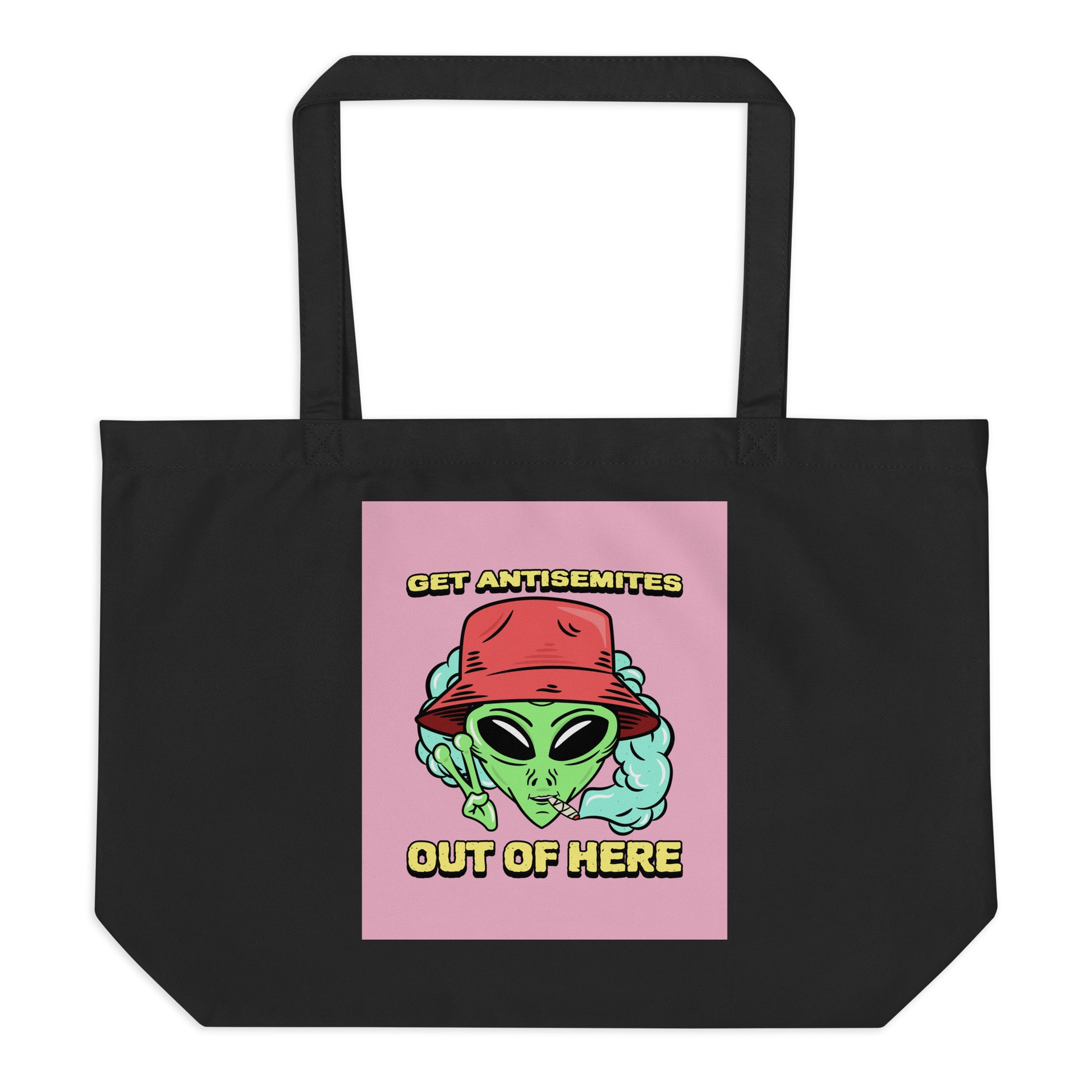 Get Alien Out | Pink Edition | Large Organic Tote Bag Jouparty