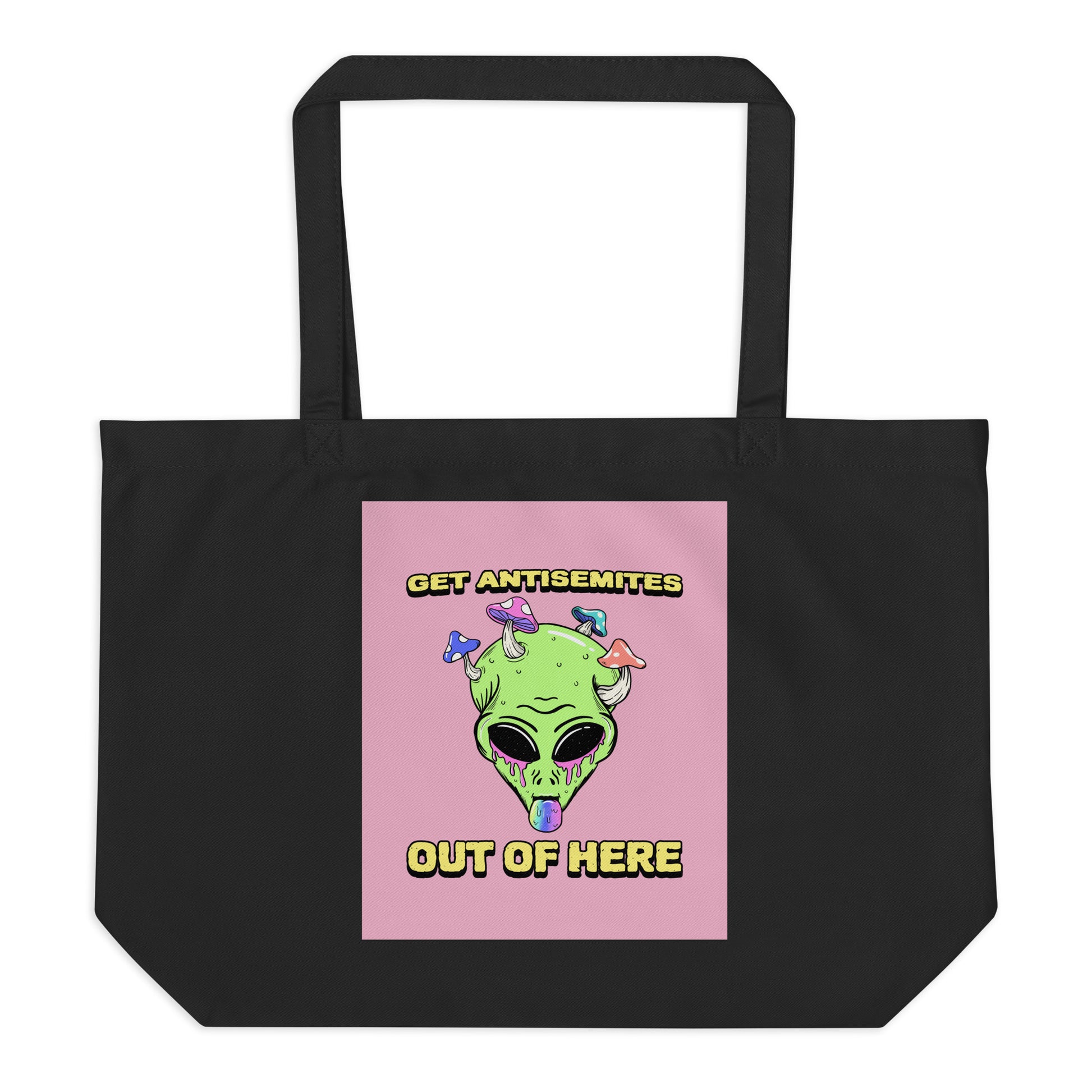 Get Alien Out | Pink Edition | Large Organic Tote Bag Jouparty