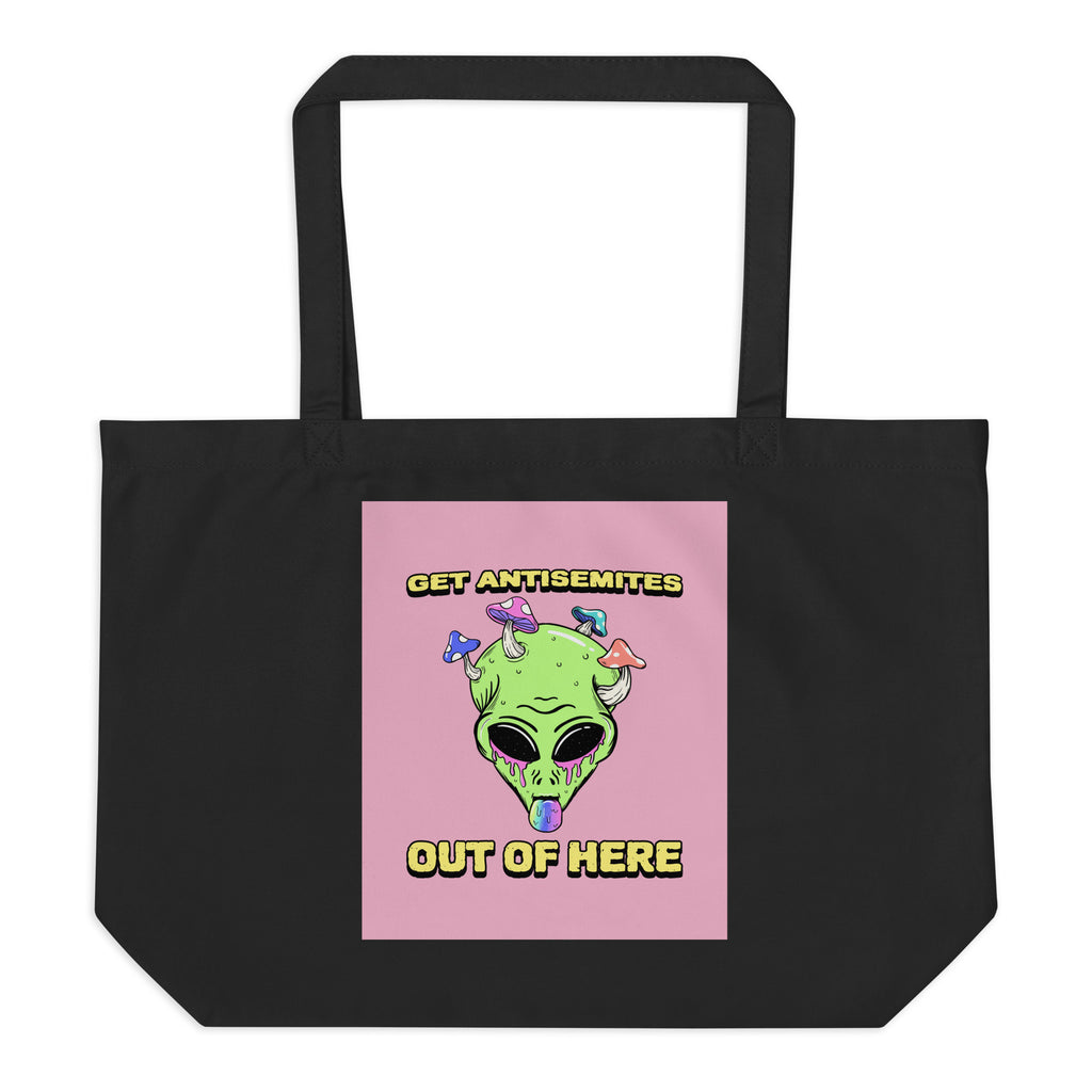 Get Alien Out | Pink Edition | Large Organic Tote Bag Jouparty