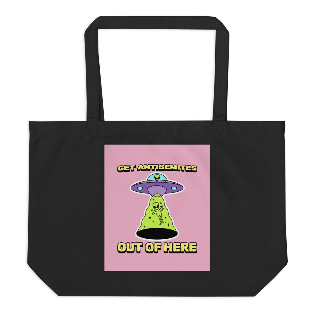 Get Alien Out | Pink Edition | Large Organic Tote Bag