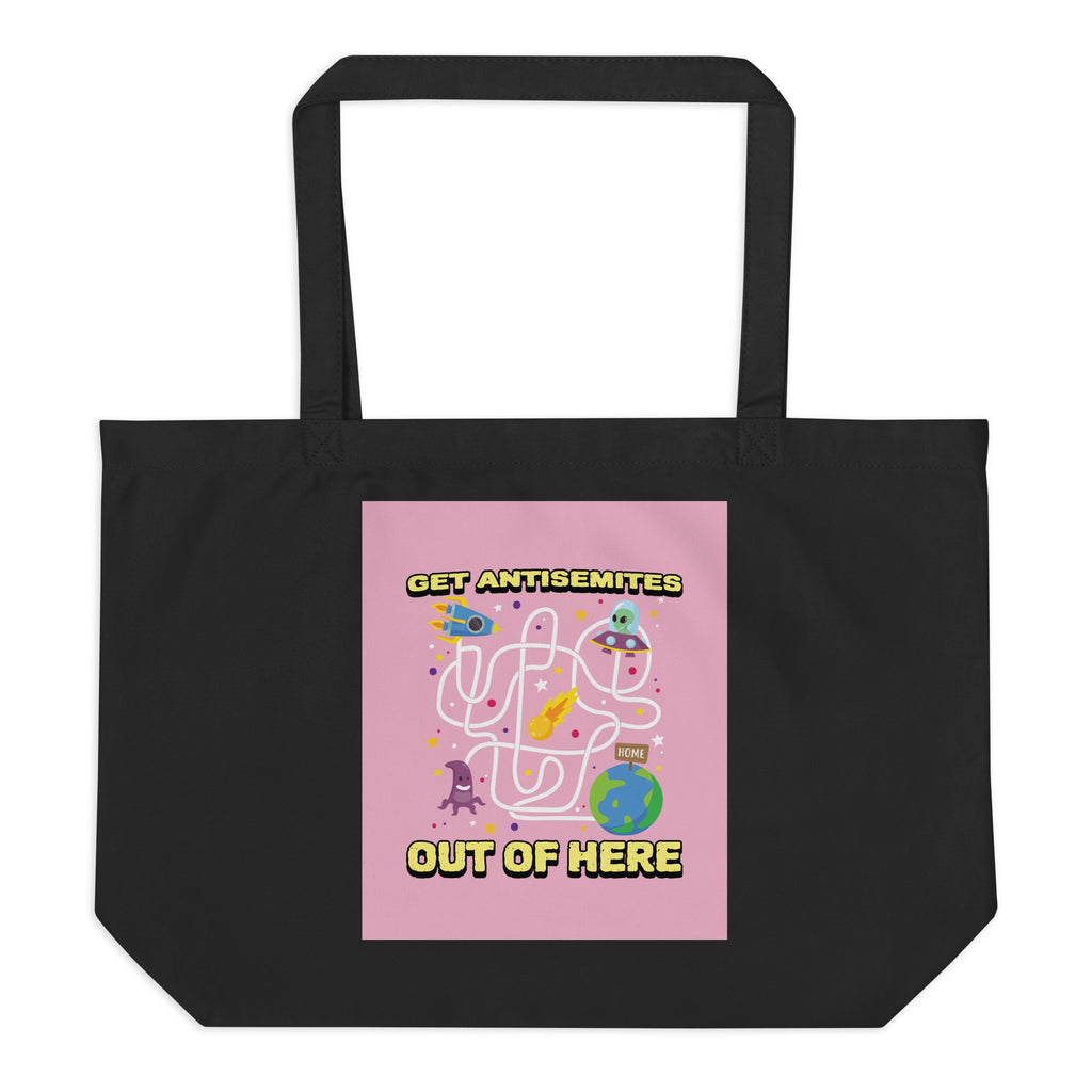 Get Alien Out | Pink Edition | Large Organic Tote Bag Jouparty