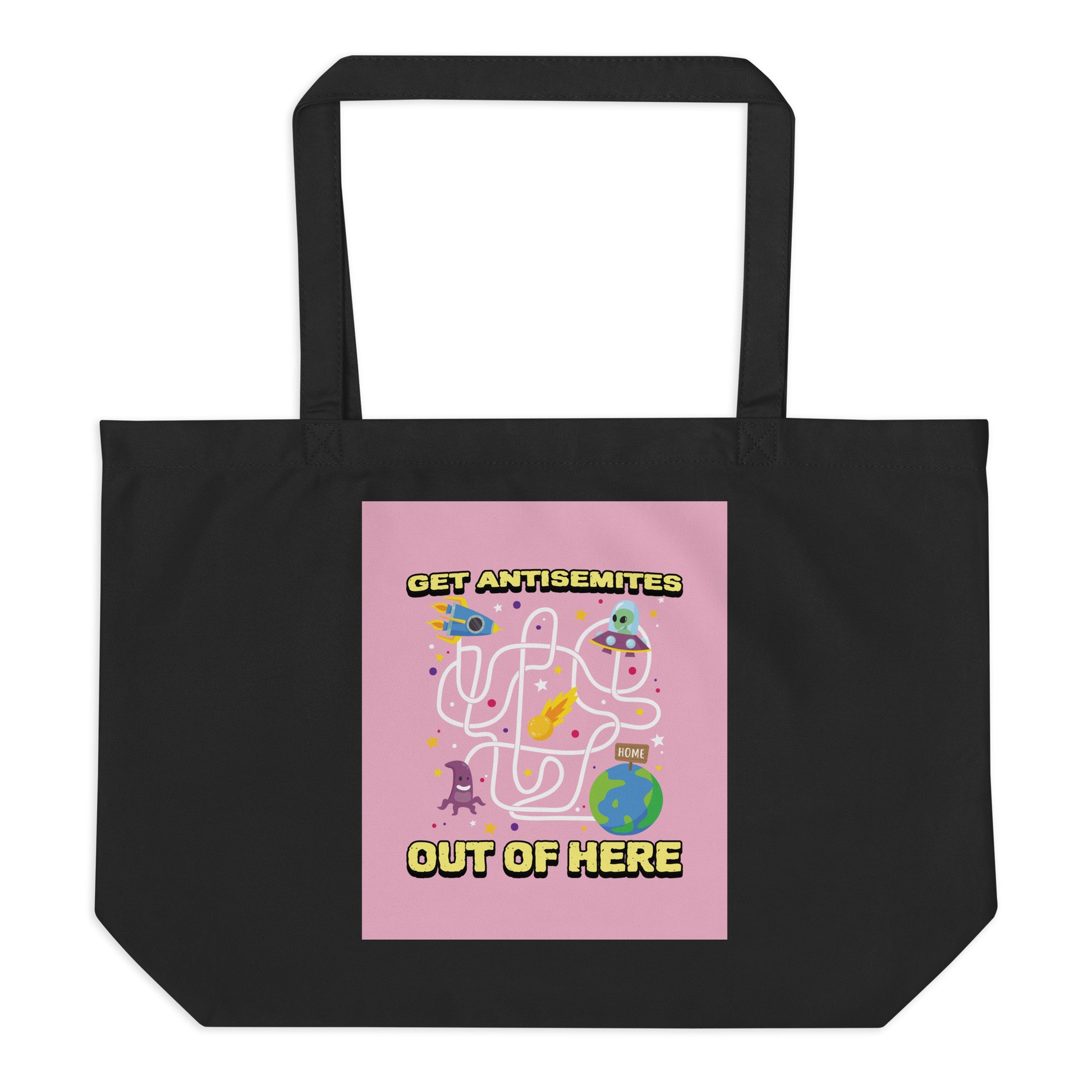 Get Alien Out | Pink Edition | Large Organic Tote Bag Jouparty