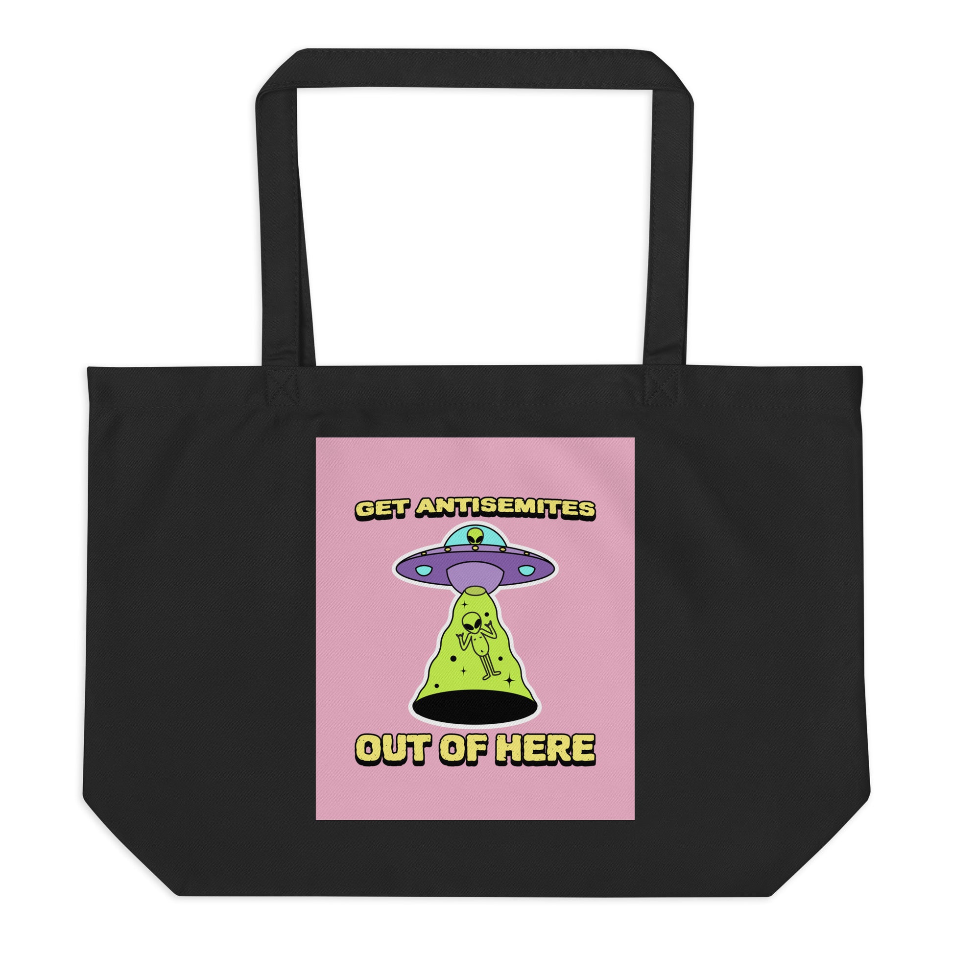 Get Alien Out | Pink Edition | Large Organic Tote Bag Jouparty