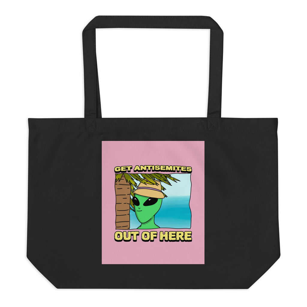 Get Alien Out | Pink Edition | Large Organic Tote Bag Jouparty
