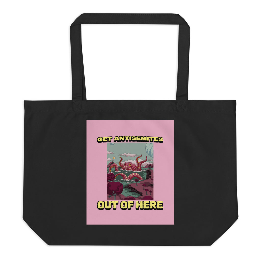 Get Alien Out | Pink Edition | Large Organic Tote Bag Jouparty