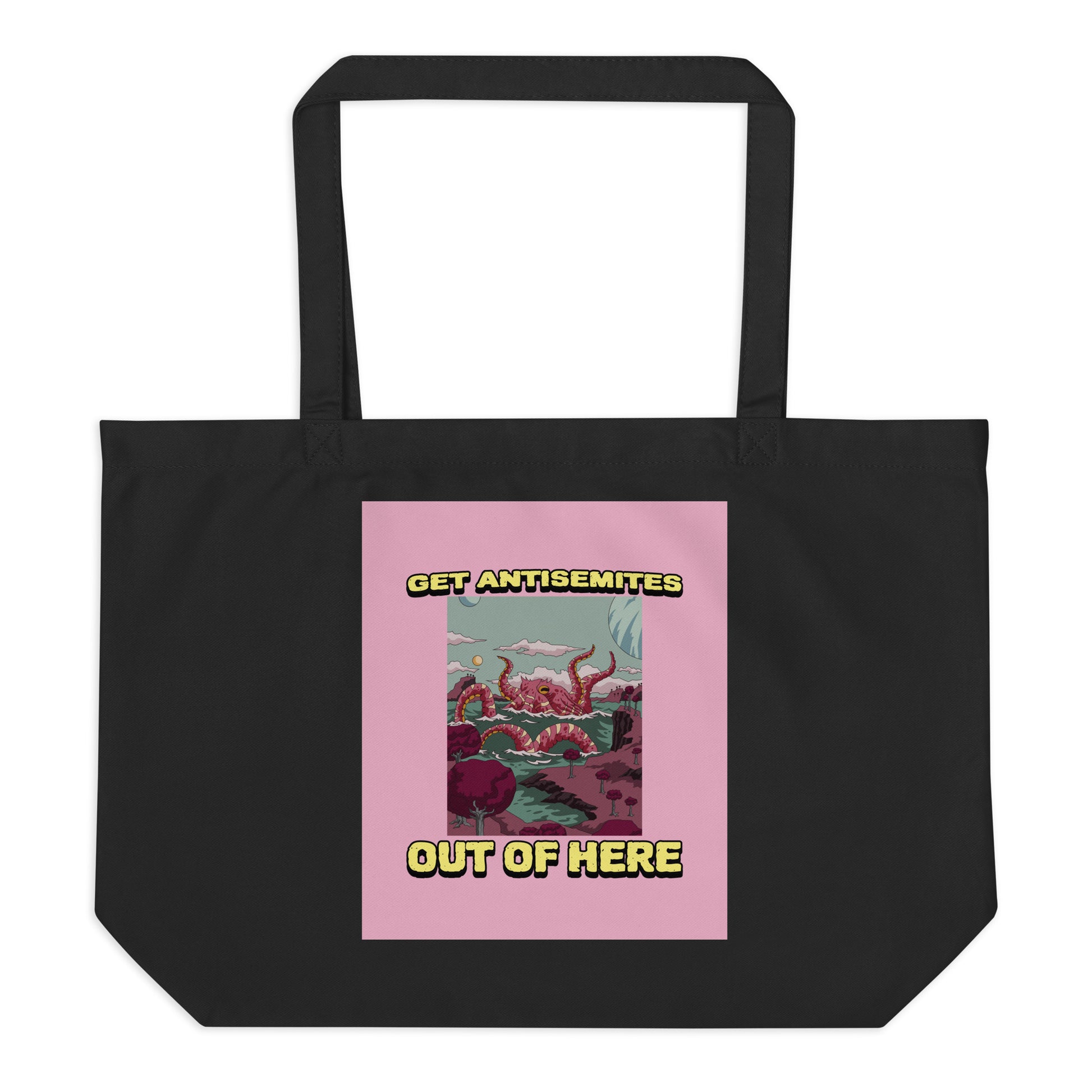 Get Alien Out | Pink Edition | Large Organic Tote Bag Jouparty