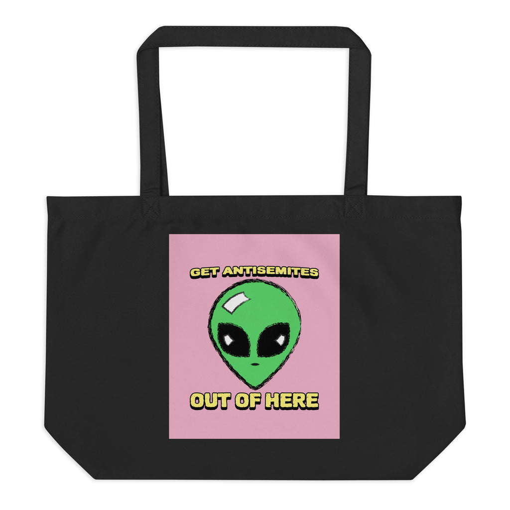Get Alien Out | Pink Edition | Large Organic Tote Bag Jouparty