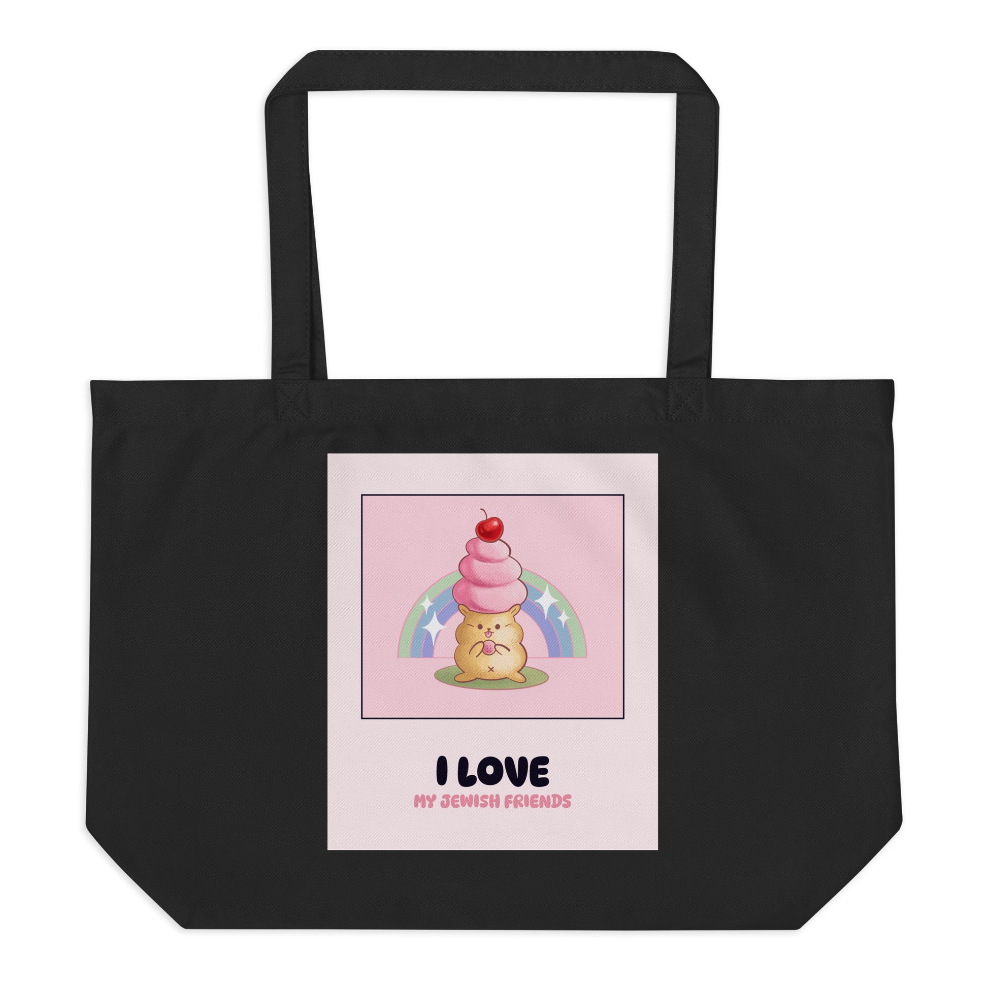 I Love My Jewish Friends | Pink Edition | Large Organic Tote Bag Jouparty