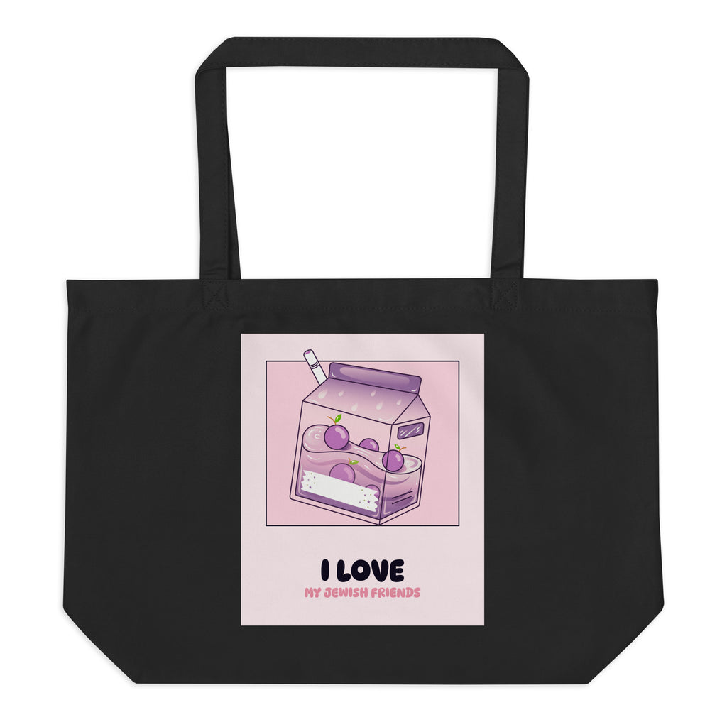 I Love My Jewish Friends | Pink Edition | Large Organic Tote Bag Jouparty