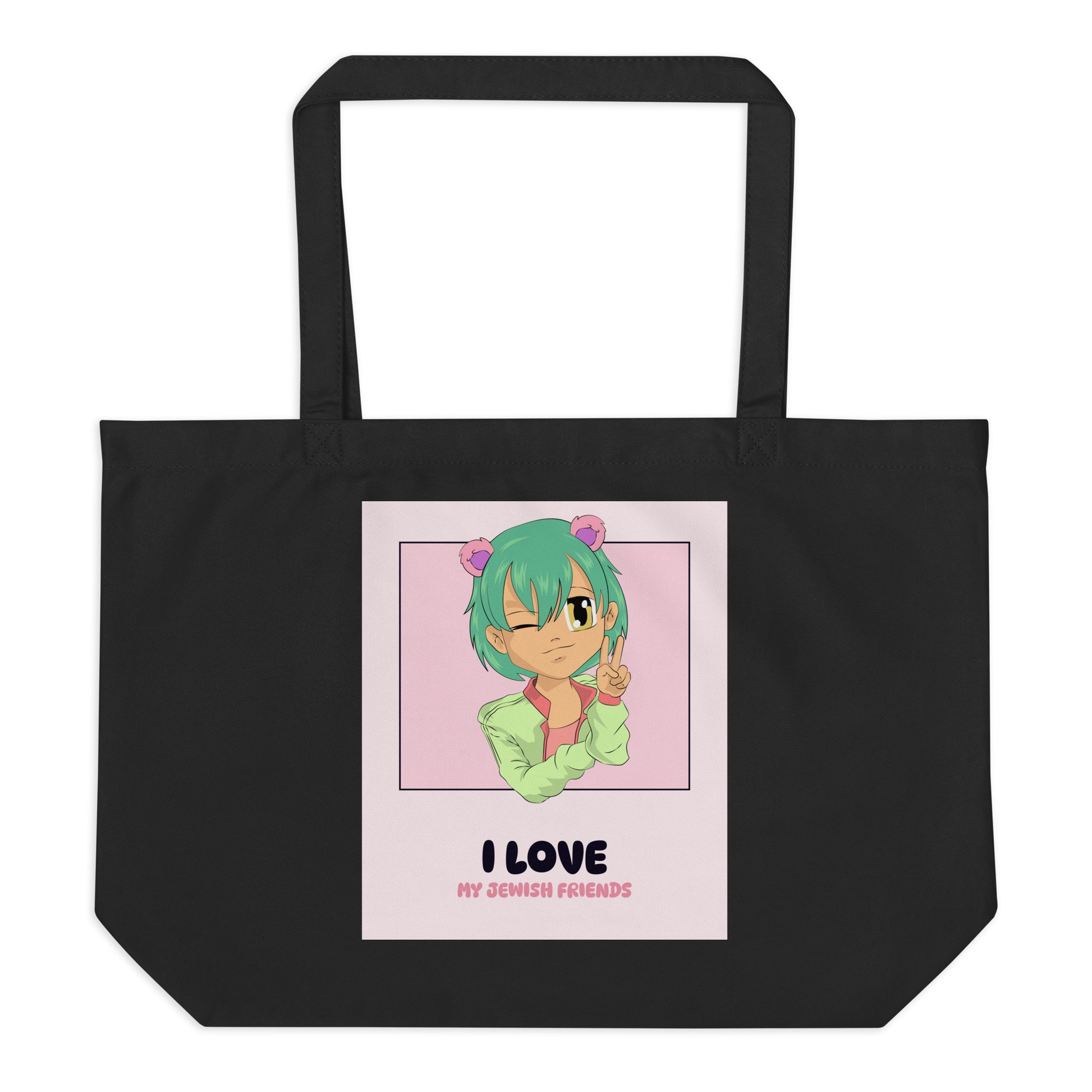 I Love My Jewish Friends | Pink Edition | Large Organic Tote Bag Jouparty