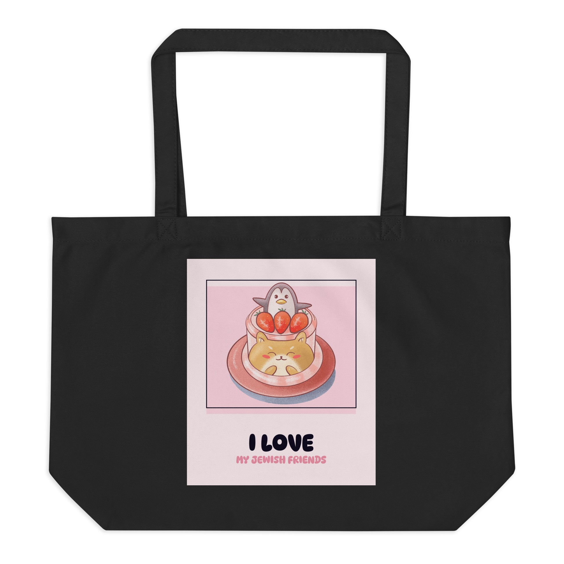 I Love My Jewish Friends | Pink Edition | Large Organic Tote Bag Jouparty